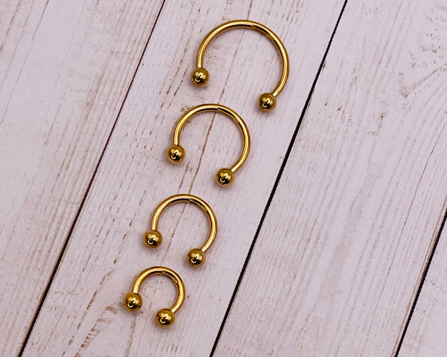 Gold HORSESHOE G23 Titanium Septum Ring - Septum Clicker 16 Gauge 1.2mm hinged Segment clicker - Nose - Conch - Ear