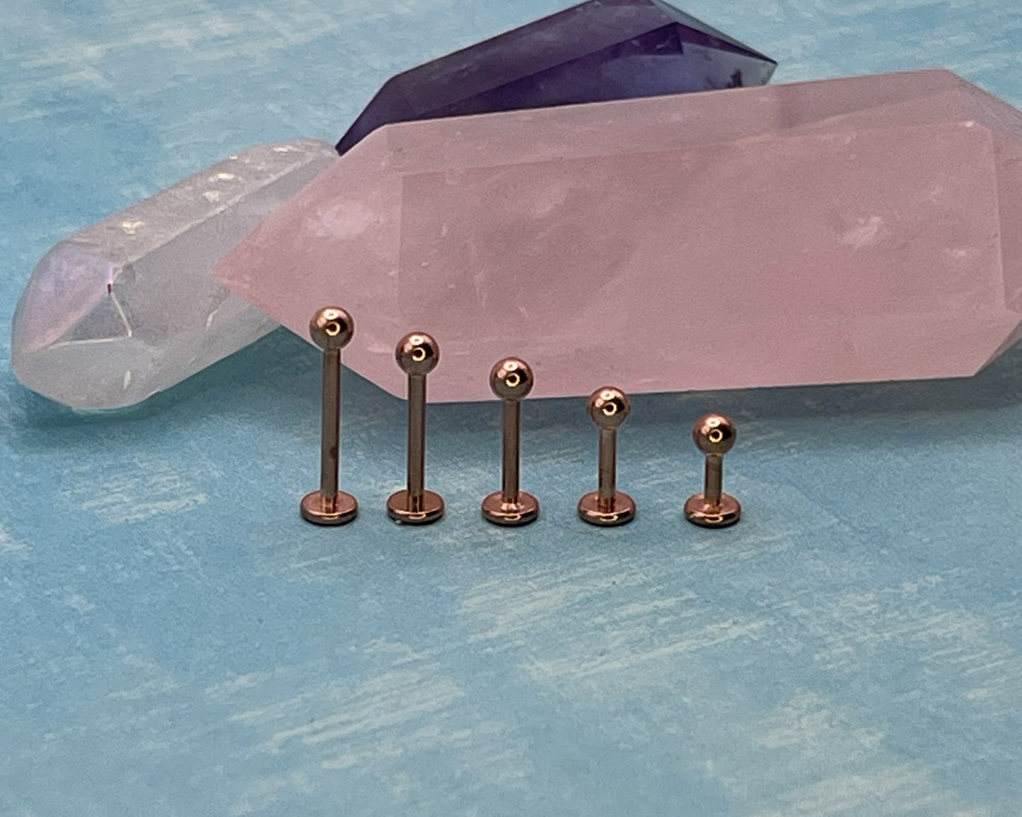 Rose Gold Titanium Labret Bar,16g 1.2mm G23 in 4mm, 6mm, 8mm, 12mm or 10mm posts,Suitable for Lips, Labret, Tragus, Cartilage and Ear Lobes