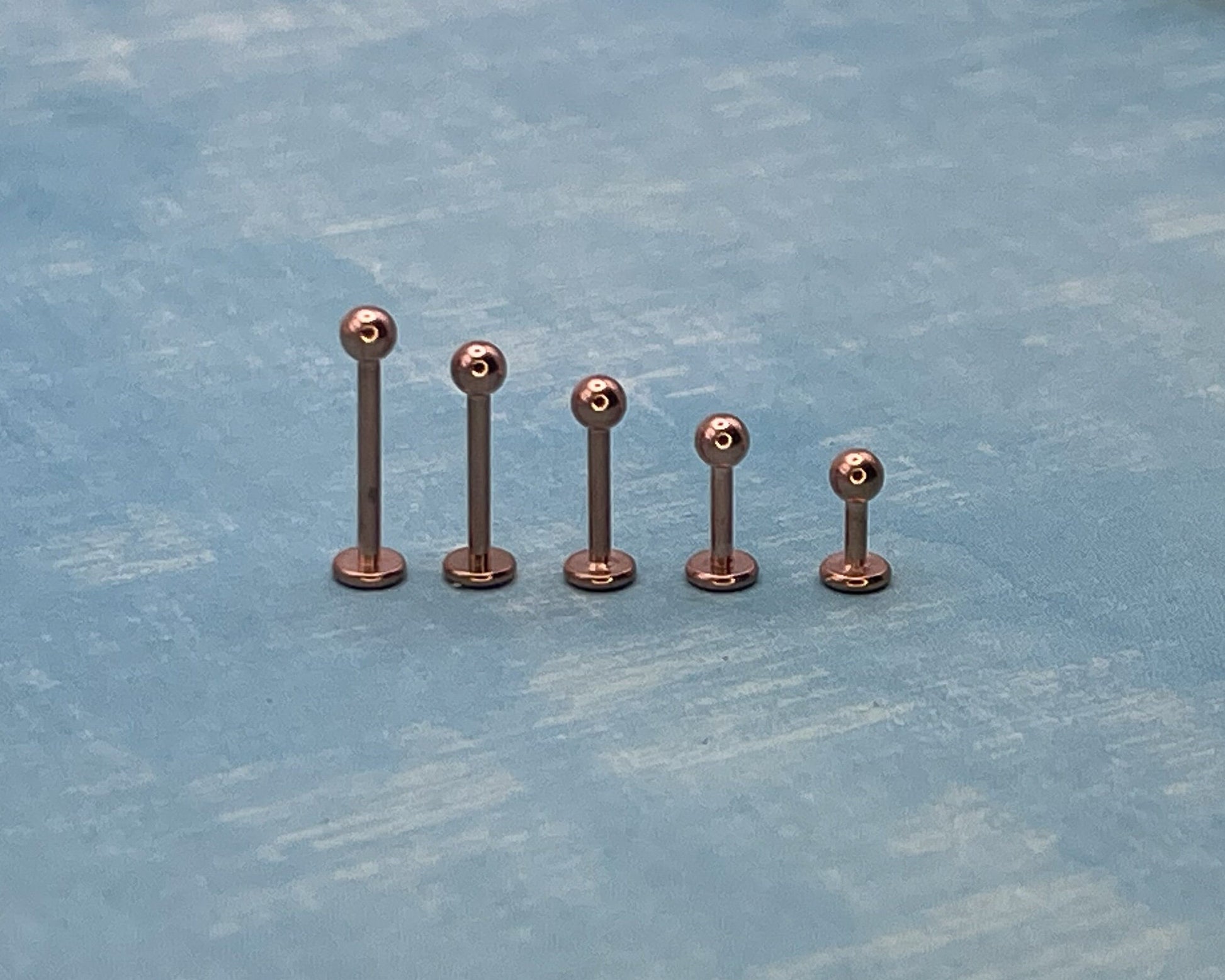 Rose Gold Titanium Labret Bar,16g 1.2mm G23 in 4mm, 6mm, 8mm, 12mm or 10mm posts,Suitable for Lips, Labret, Tragus, Cartilage and Ear Lobes