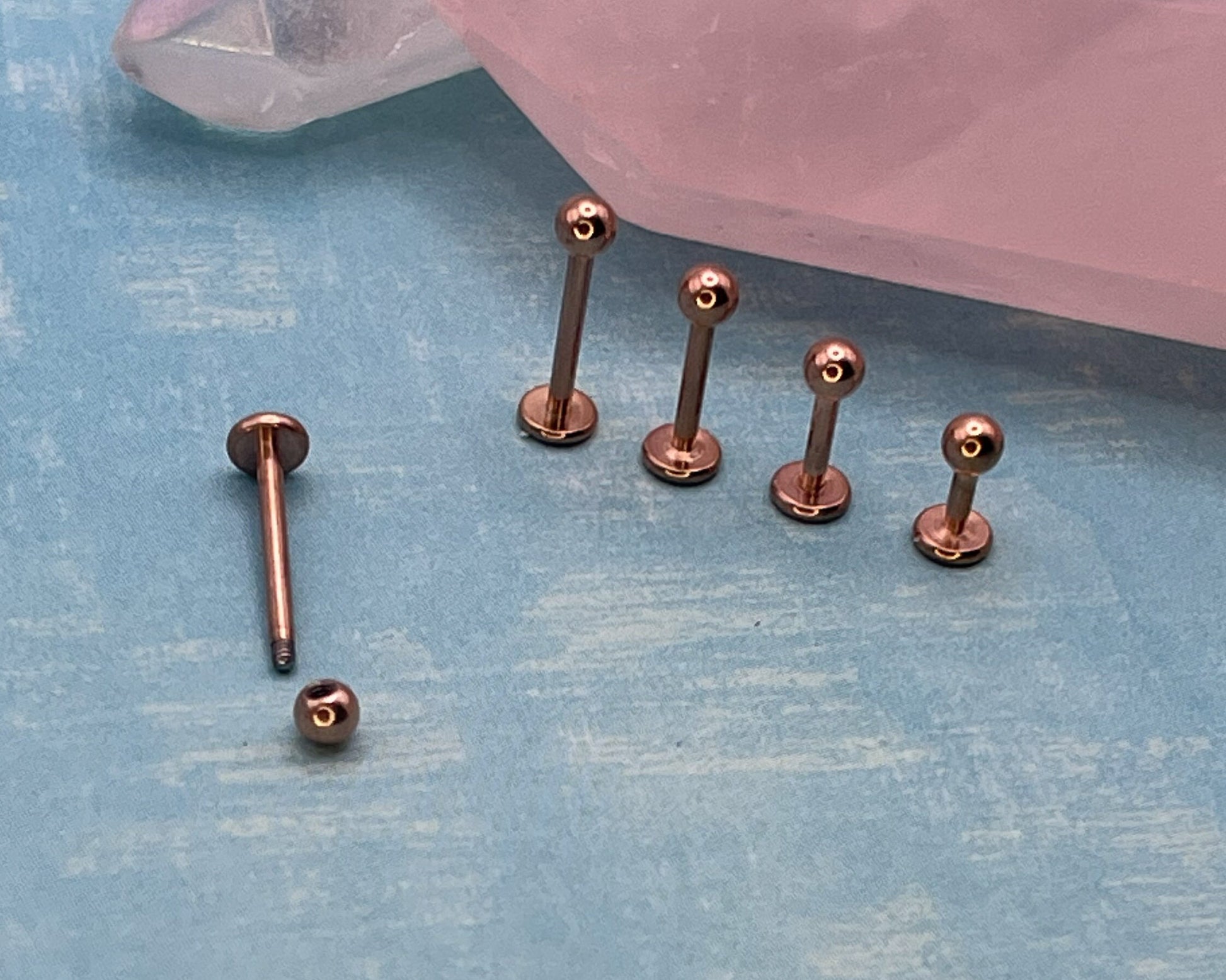 Rose Gold Titanium Labret Bar,16g 1.2mm G23 in 4mm, 6mm, 8mm, 12mm or 10mm posts,Suitable for Lips, Labret, Tragus, Cartilage and Ear Lobes