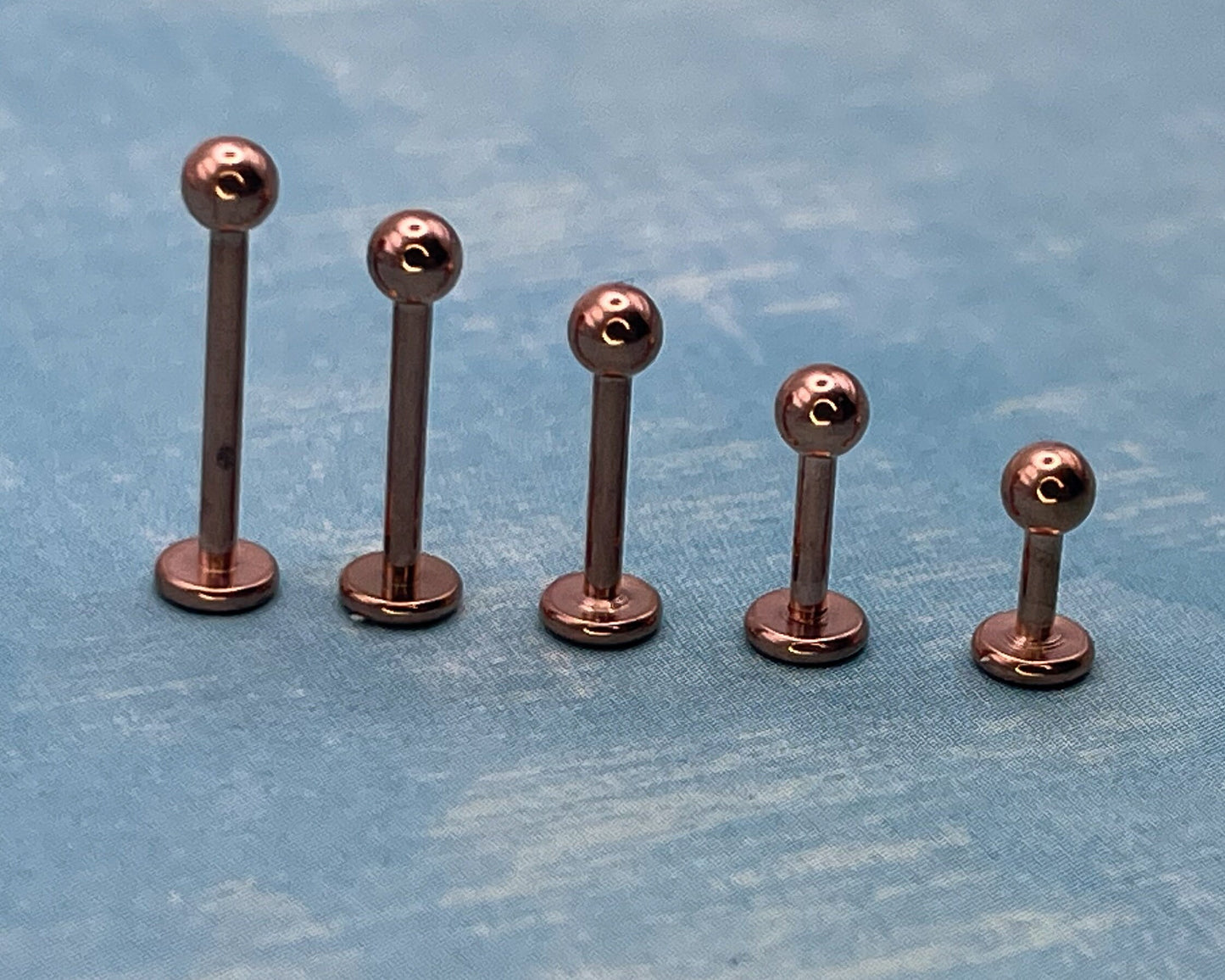 Rose Gold Titanium Labret Bar,16g 1.2mm G23 in 4mm, 6mm, 8mm, 12mm or 10mm posts,Suitable for Lips, Labret, Tragus, Cartilage and Ear Lobes