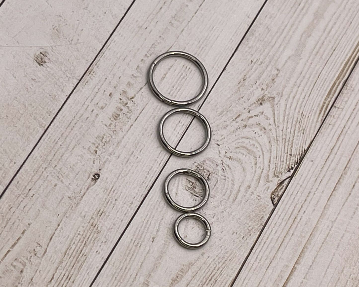 Silver Titanium Implant Grade Clicker Silver Hoops in all sizes - septum clicker 16 Gauge 1.2mm hinged Segment clicker - Nose - Conch - Ear