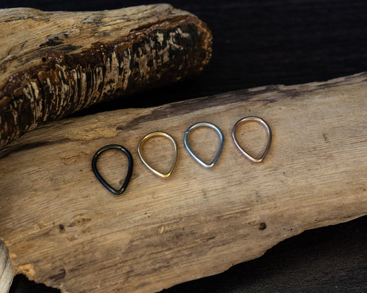 Triangle Septum Ring - 8mm and 10mm V-shaped Ear or Septum Clicker 16 Gauge 1.2mm Water-drop Tear-drop hinged Segment clicker - Nose - Ring