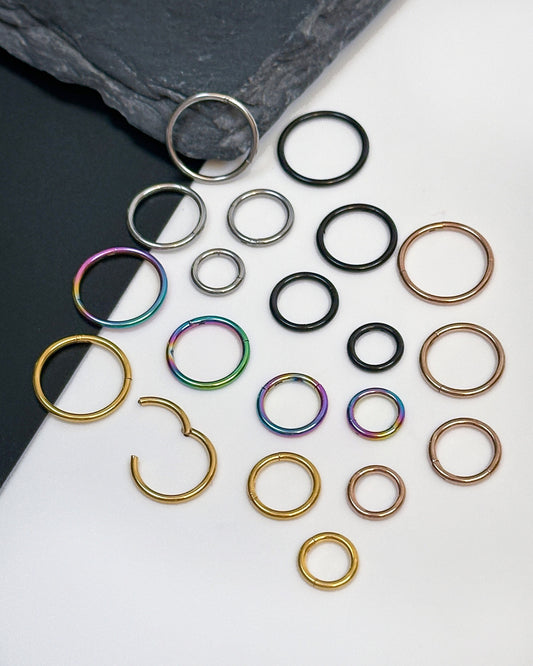 Minimal Stainless Steel Septum Ring - All Colours & Sizes, Septum Clicker 16 Gauge 1.2mm hinged Segment clicker - Nose - Conch - Ear