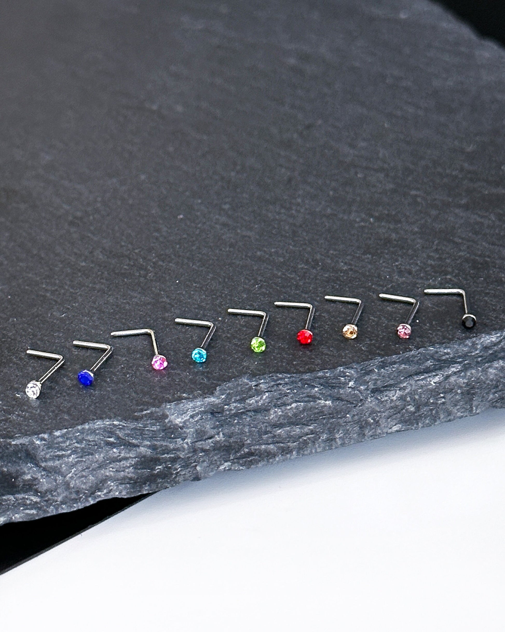 Tiny 1mm Nose Stud, 20G 0.8mm, Nose Screws, L Shape