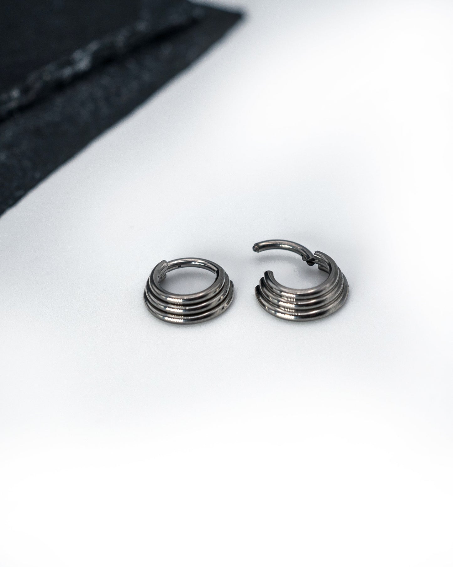 Titanium Silver Stacked Septum Ring - Multi Hoop Septum Clicker 16 Gauge 1.2mm Conch Tragus Hinged Segment Clicker - Nose - Conch - Ear