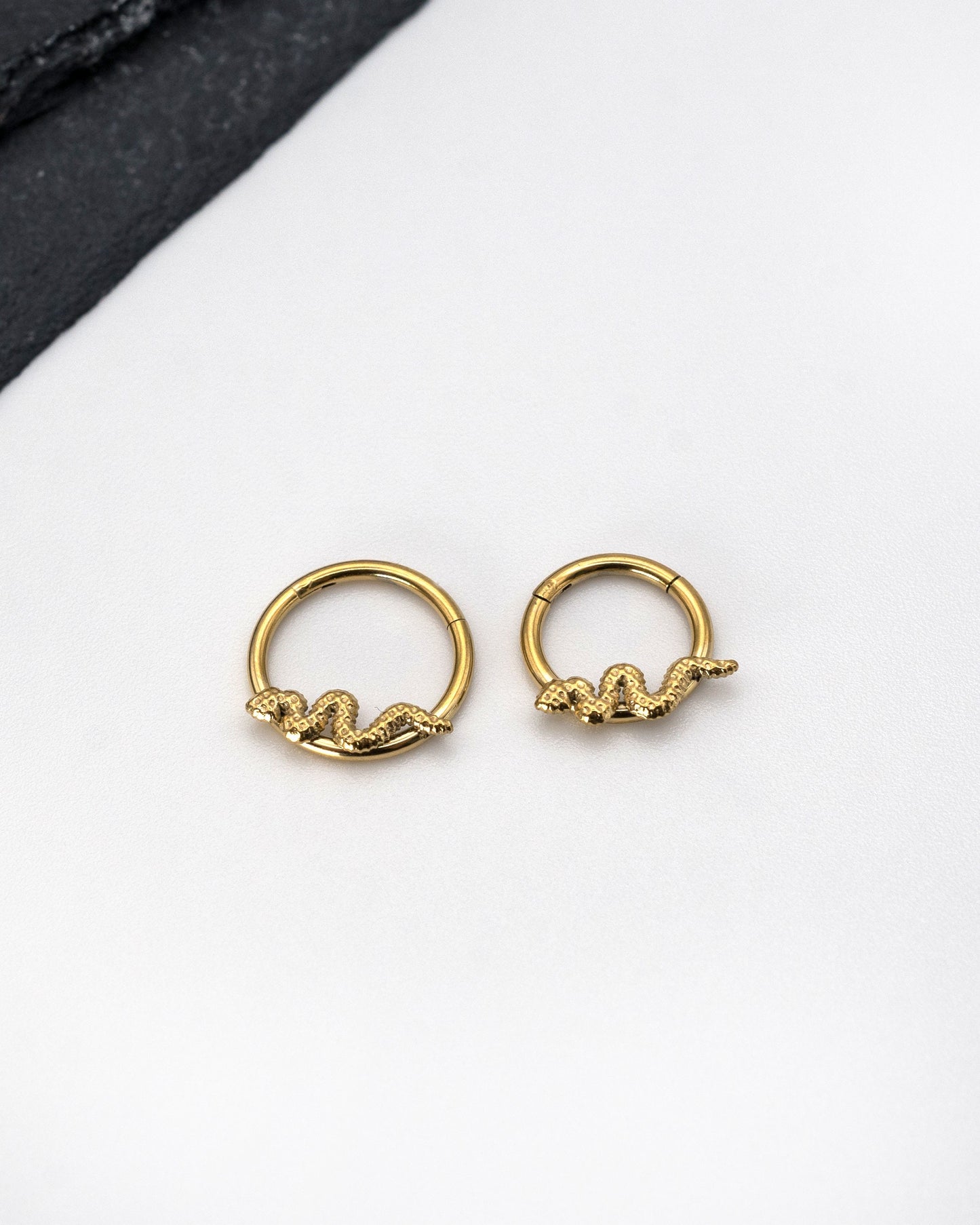 Snake Clicker Ring - Ear or Septum Clicker 16 Gauge 1.2mm Gender Neutral Hinged Segment Clicker - Nose - Conch - Ear Death, Tragus, Helix