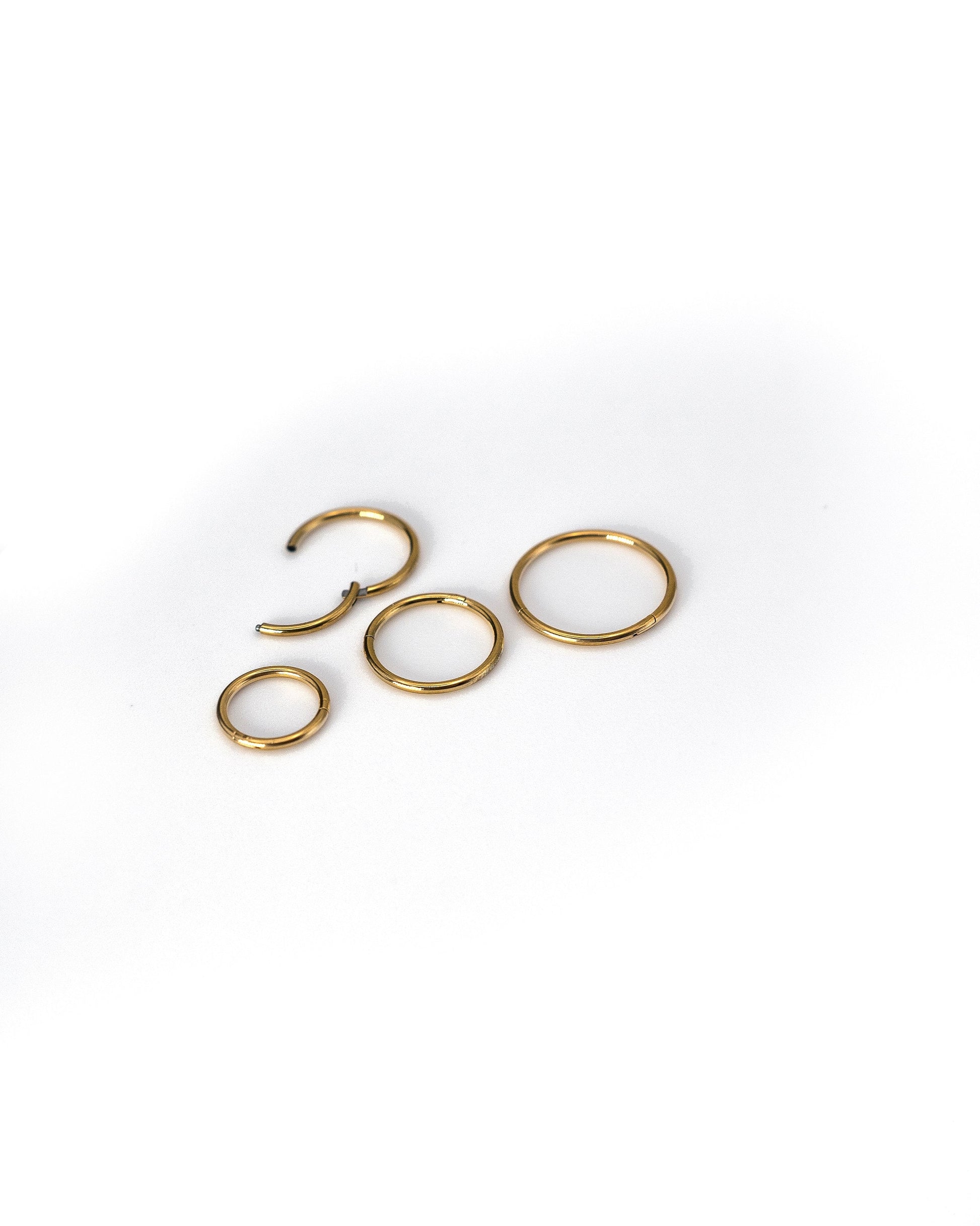 0.8mm 20 Gauge Gold Minimal Septum Ring, Earring, Stainless Steel - 6mm, 8mm, 10mm Septum clicker - Hinged Segment clicker, helix hoop,daith