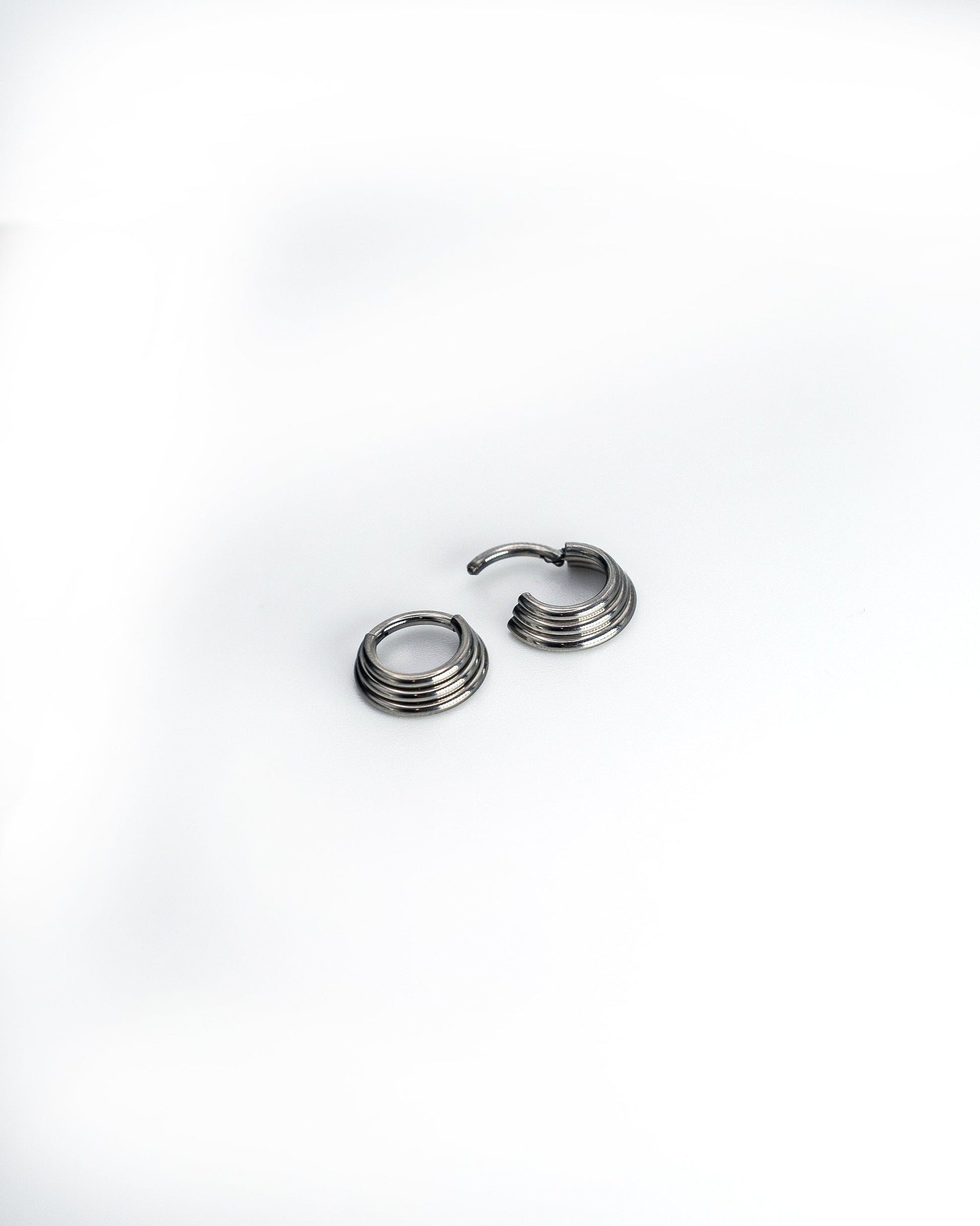 Titanium Silver Stacked Septum Ring - Multi Hoop Septum Clicker 16 Gauge 1.2mm Conch Tragus Hinged Segment Clicker - Nose - Conch - Ear