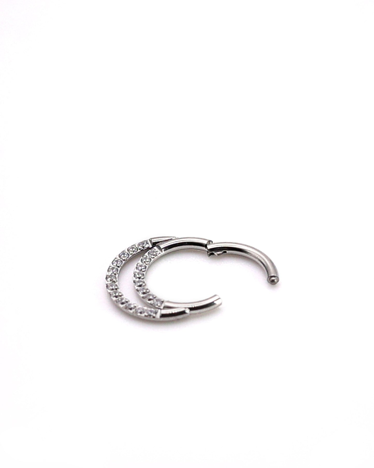 G23 Titanium Double Hoop Jewelled Septum Ring or ear hoop - 8mm 2 Hoop Septum Clicker 16 Gauge 1.2mm Hinged Segment Clicker - Nose Conch Ear