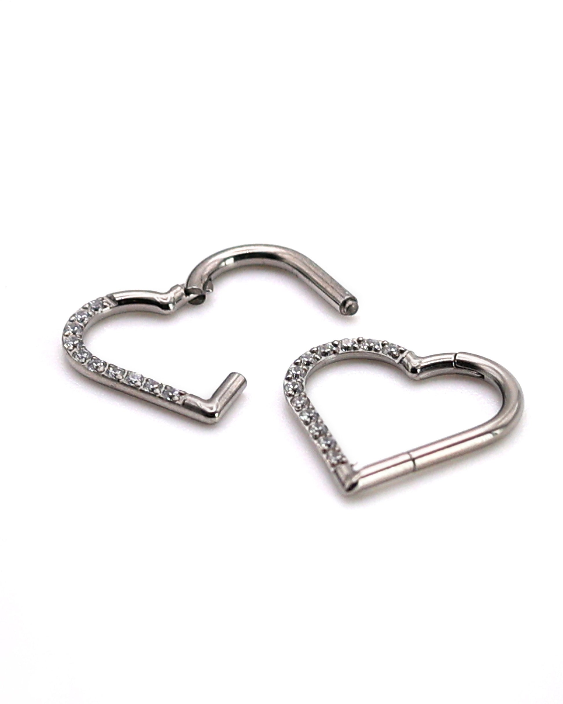 Titanium Hinged Heart shaped Daith Earring - ASTM F136 Titanium earring clicker 16 Gauge 1.2mm hinged clicker Conch Ear