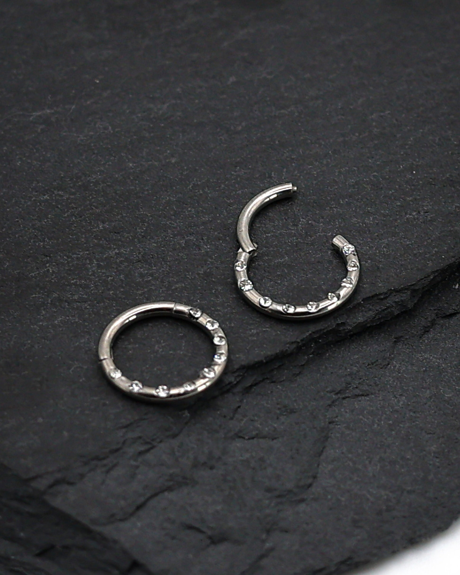 Jewelled Titanium Clicker, Daith or Septum Ring - Septum Jewelry, Daith Hoop, 16 Gauge Septum Ring, Septum Piercings