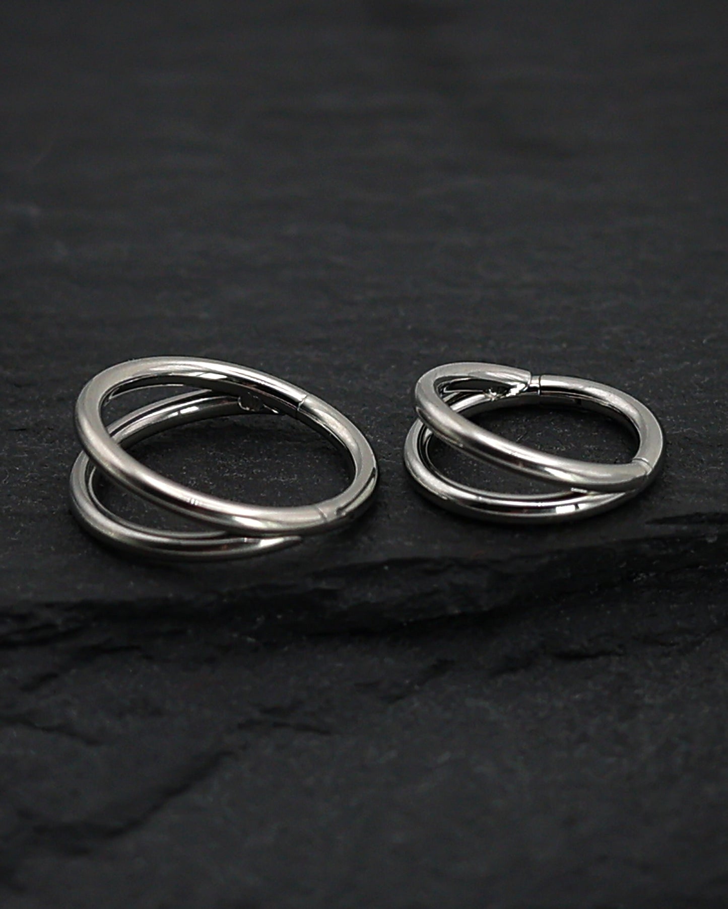 Double Stacked Stainless Steel Septum Ring - 2 Hoop Septum Clicker 16 Gauge 1.2mm Waterdrop Hinged Segment Clicker - Nose - Conch - Ear