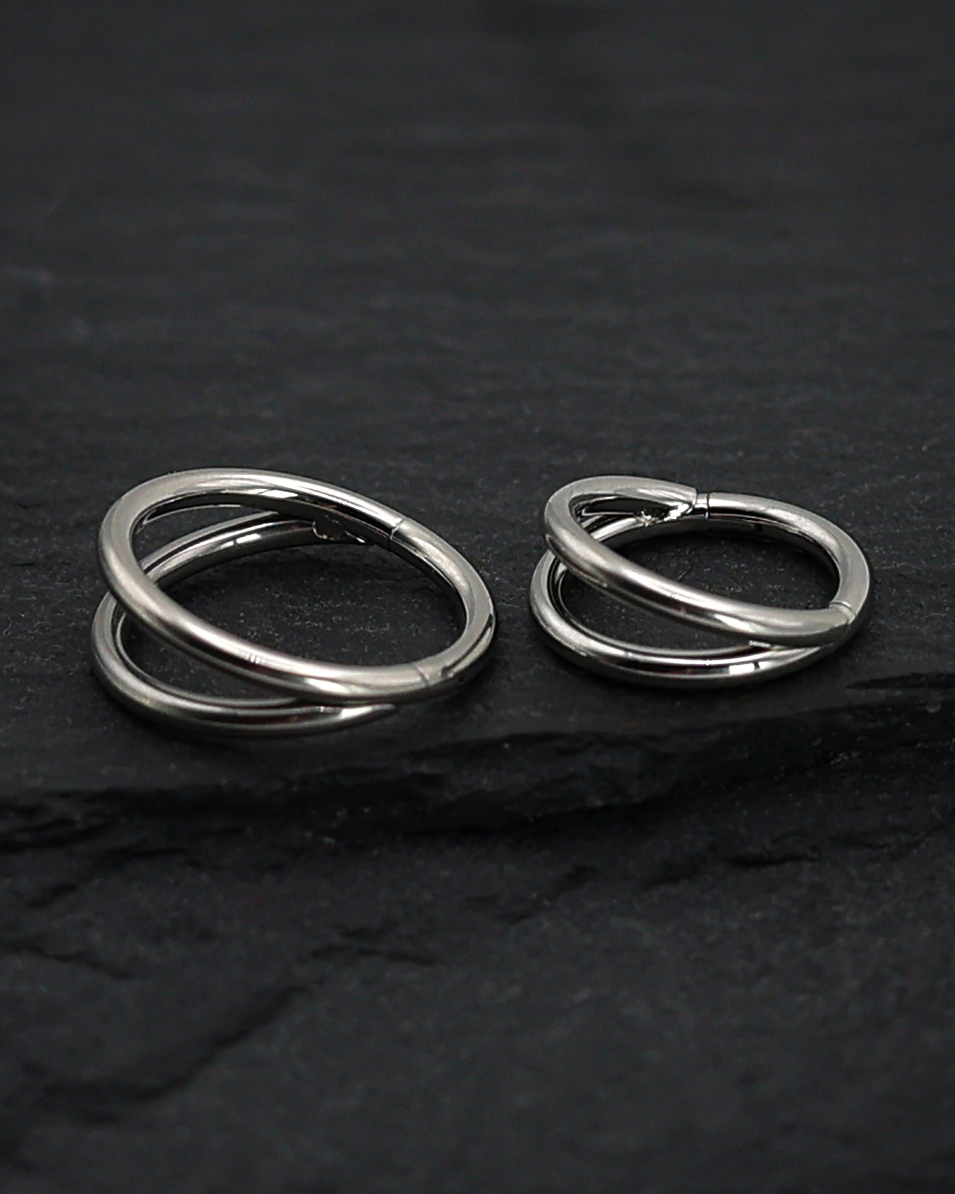 Double Stacked Stainless Steel Septum Ring - 2 Hoop Septum Clicker 16 Gauge 1.2mm Waterdrop Hinged Segment Clicker - Nose - Conch - Ear