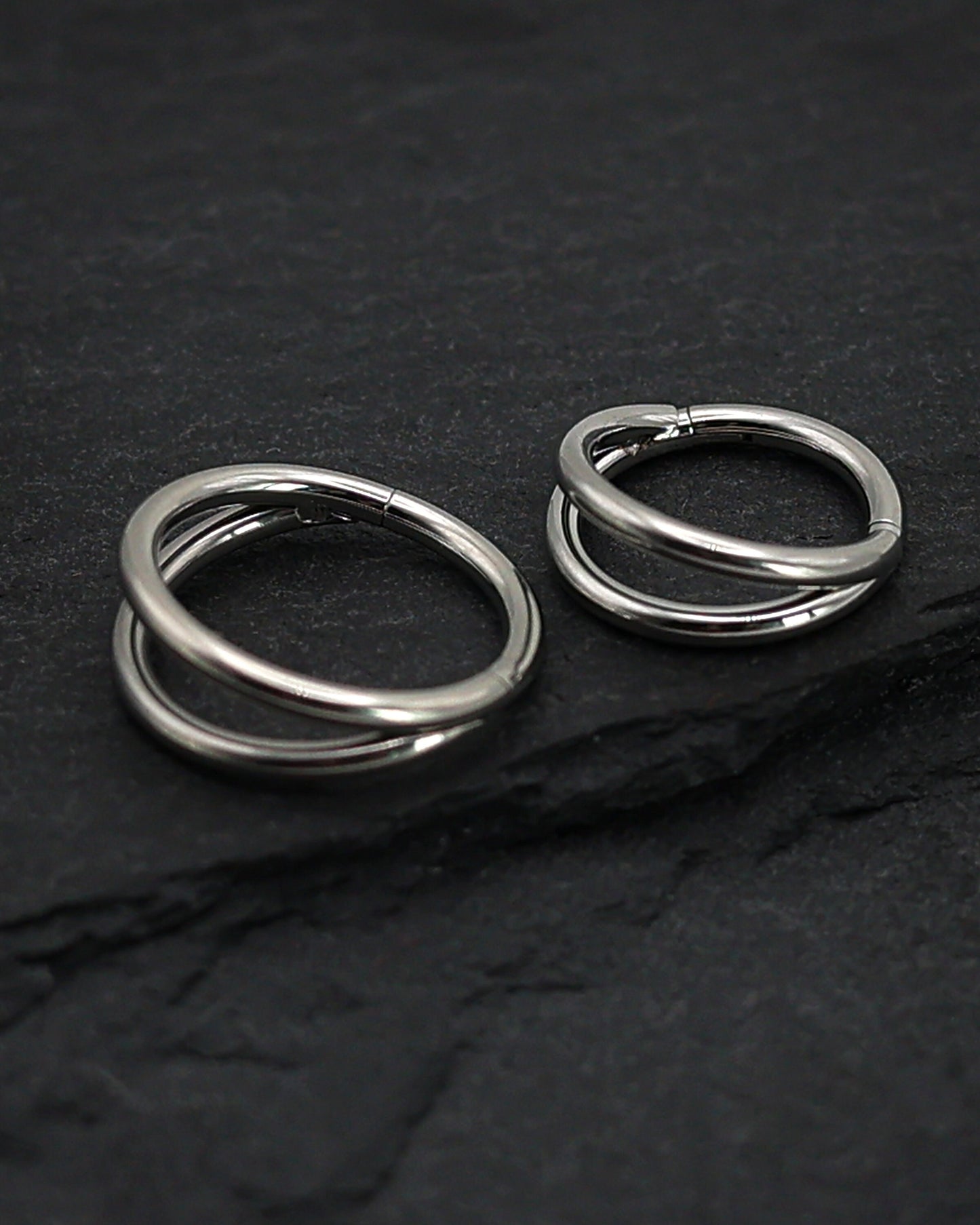 Double Stacked Stainless Steel Septum Ring - 2 Hoop Septum Clicker 16 Gauge 1.2mm Waterdrop Hinged Segment Clicker - Nose - Conch - Ear