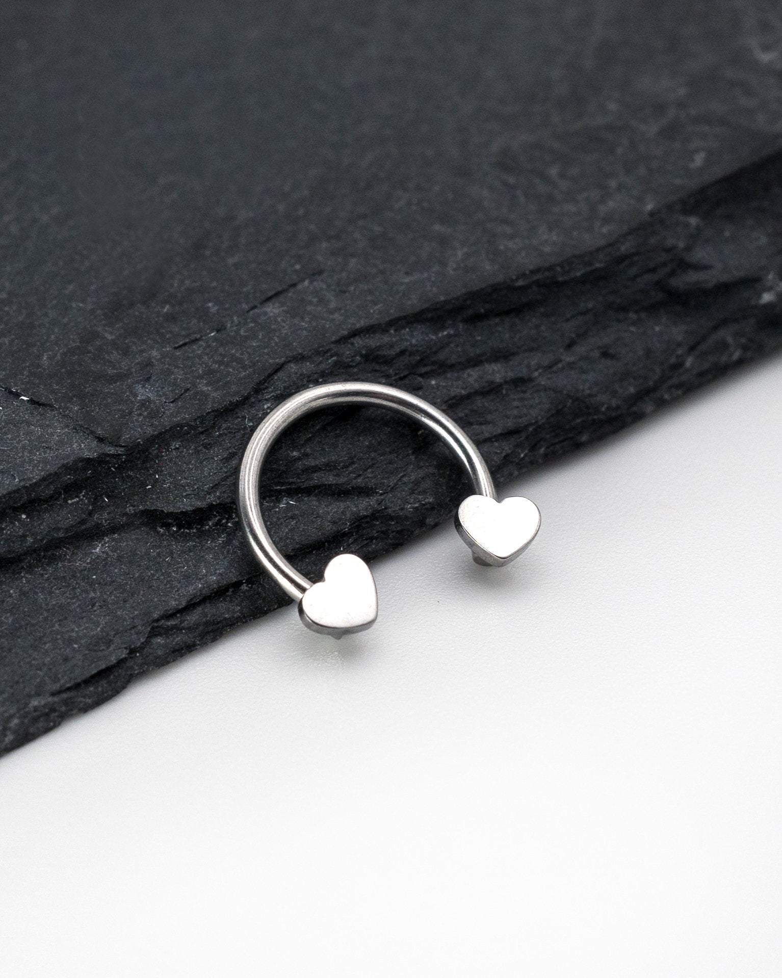 Super Cute Heart Horseshoe Hoops, made from 316L stainless steel for septum, ear and nose piercings. Cute and dainty