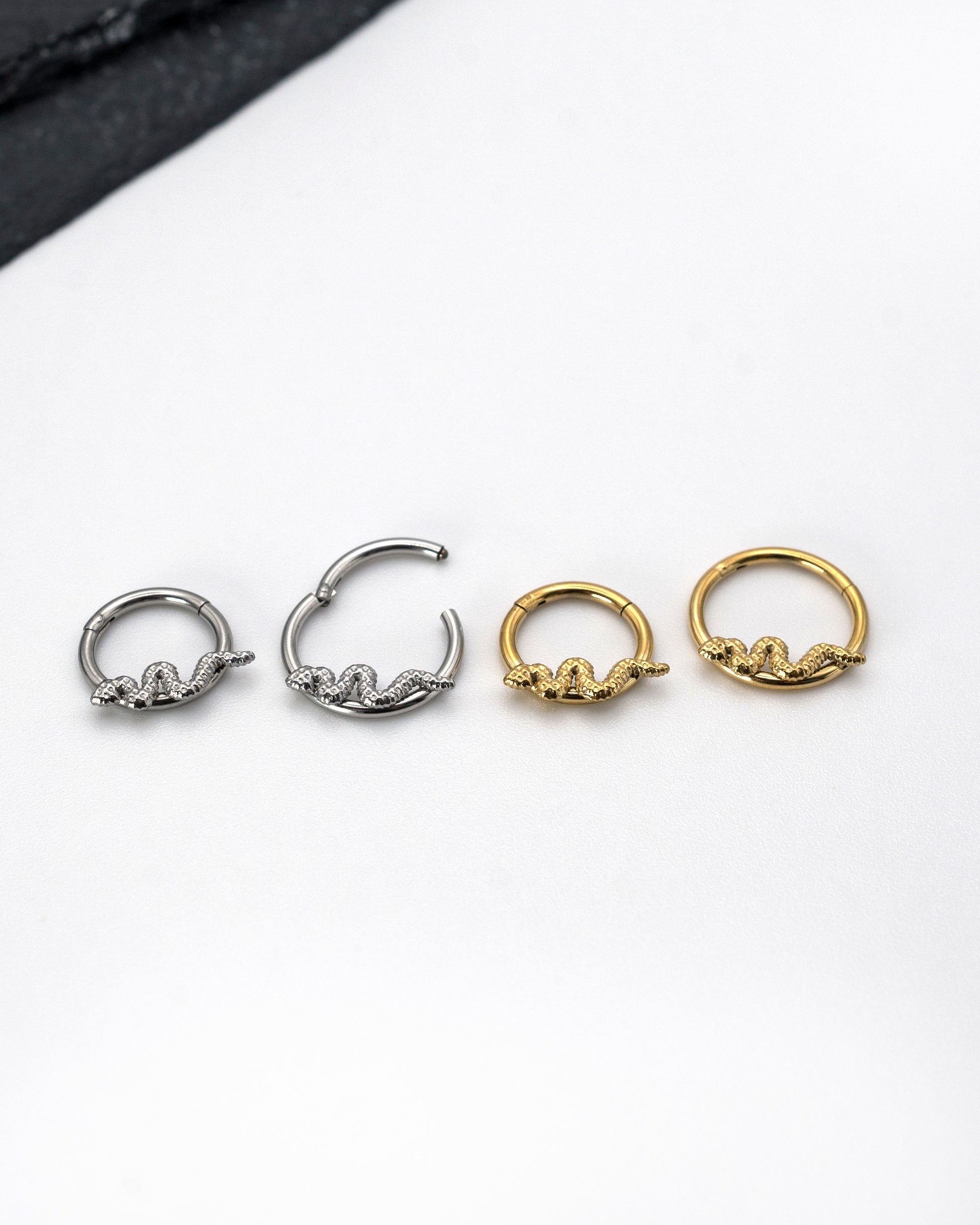 Snake Clicker Ring - Ear or Septum Clicker 16 Gauge 1.2mm Gender Neutral Hinged Segment Clicker - Nose - Conch - Ear Death, Tragus, Helix