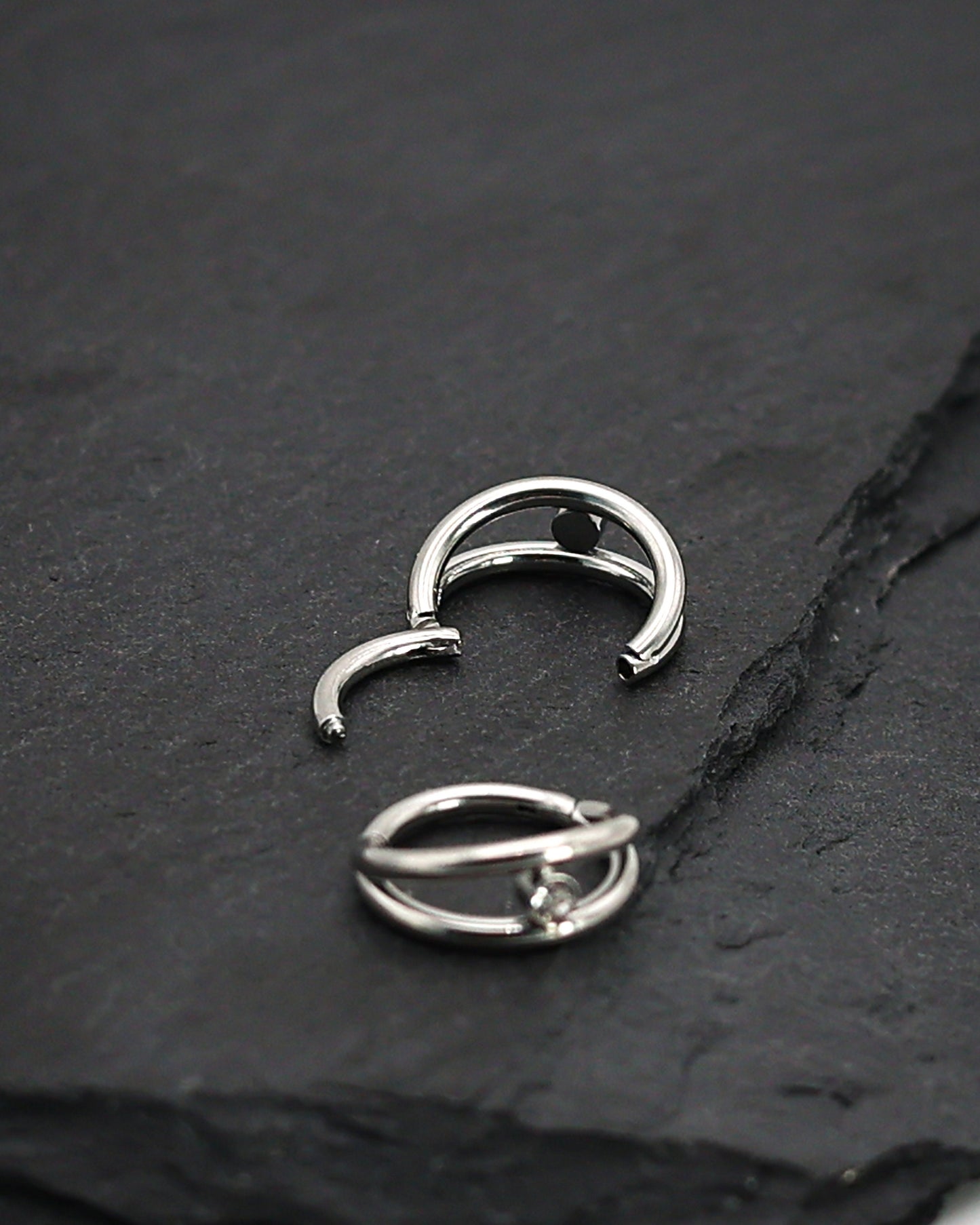 1.2mm Titanium Double Stacked Septum Ring with jewel - 2 Hoop Septum Clicker 16 Gauge 1.2mm Hinged Segment Clicker - Nose - Conch - Ear