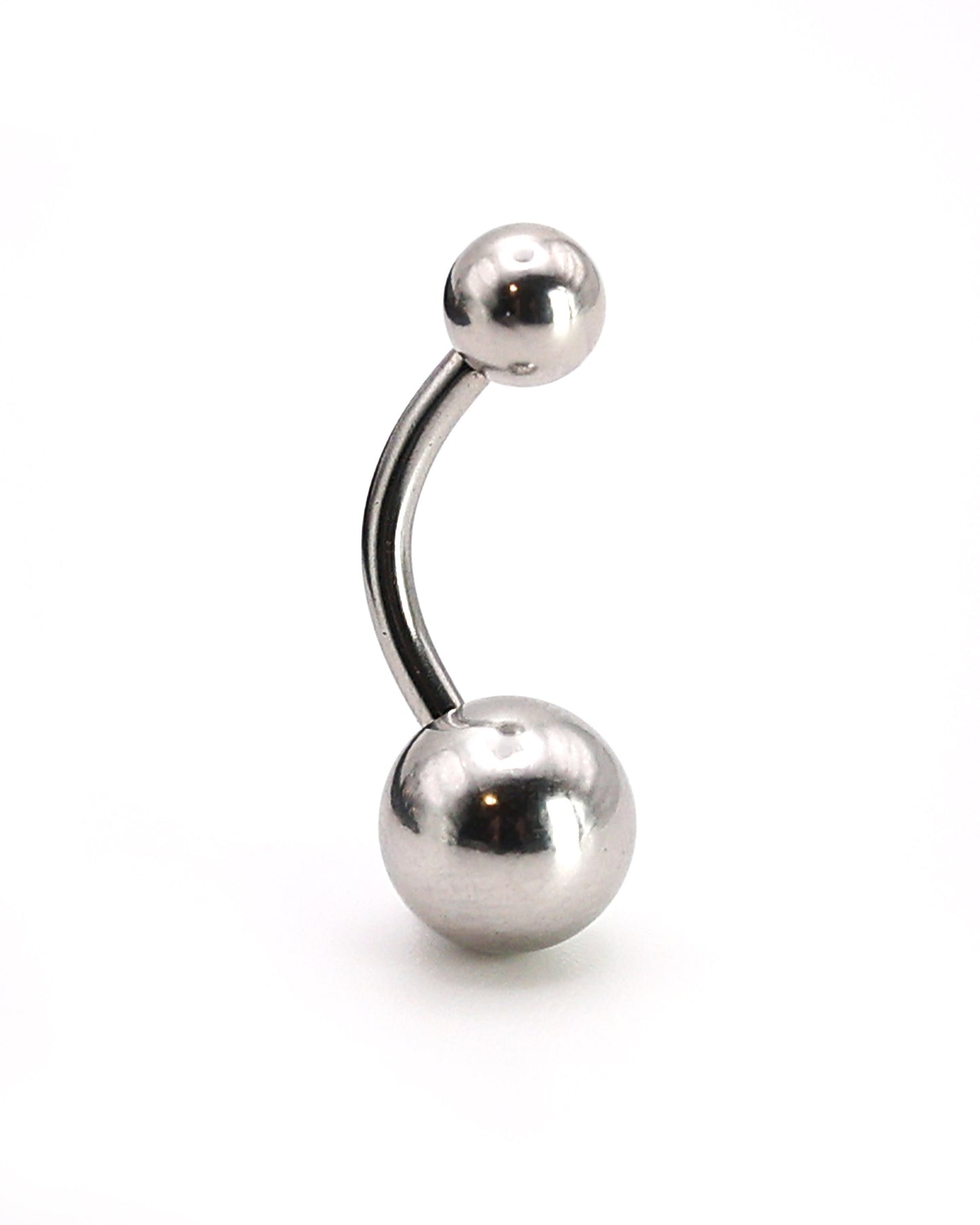 Minimal 316L Stainless Steel 14 Gauge 1.6mm Standard Simple Small with solid top and bottom ball - Belly Button Navel Ring