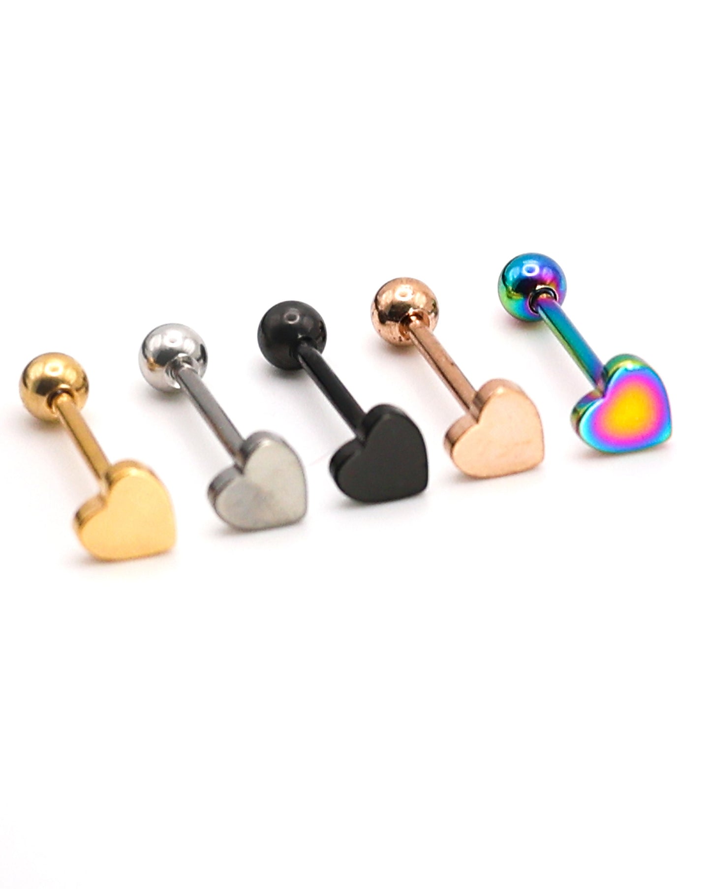 Heart Shaped Tongue Bar 14G 1.6mm 316L Stainless Steel Industrial Tongue Bar Cartilage Piercing Cute Minimal Heart Tongue Bar