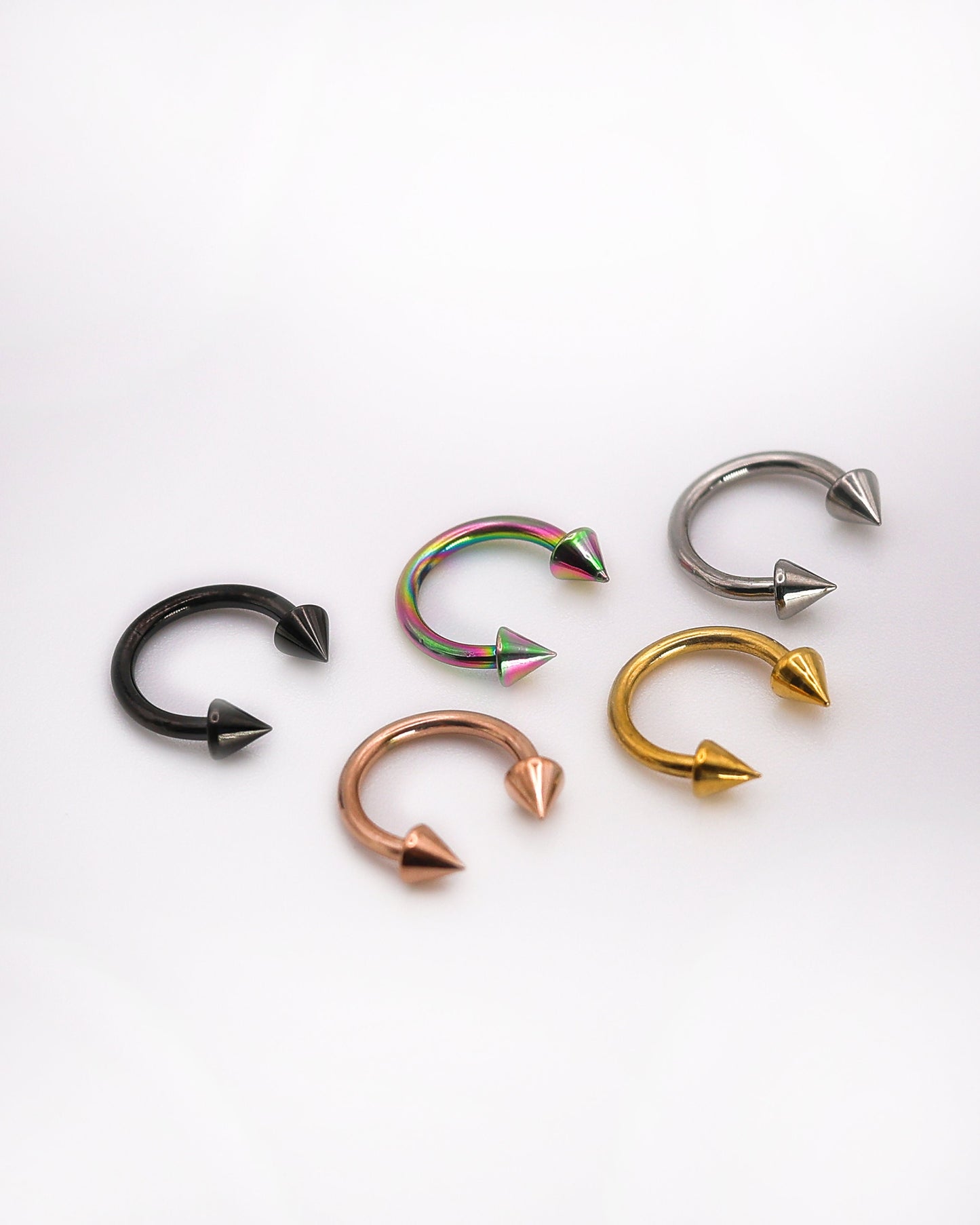 Spiked Horseshoe TITANIUM G23 Septum Ring - 8mm or 10mm Septum hoop 16 Gauge 1.2mm hinged Segment Nose Conch - Ear