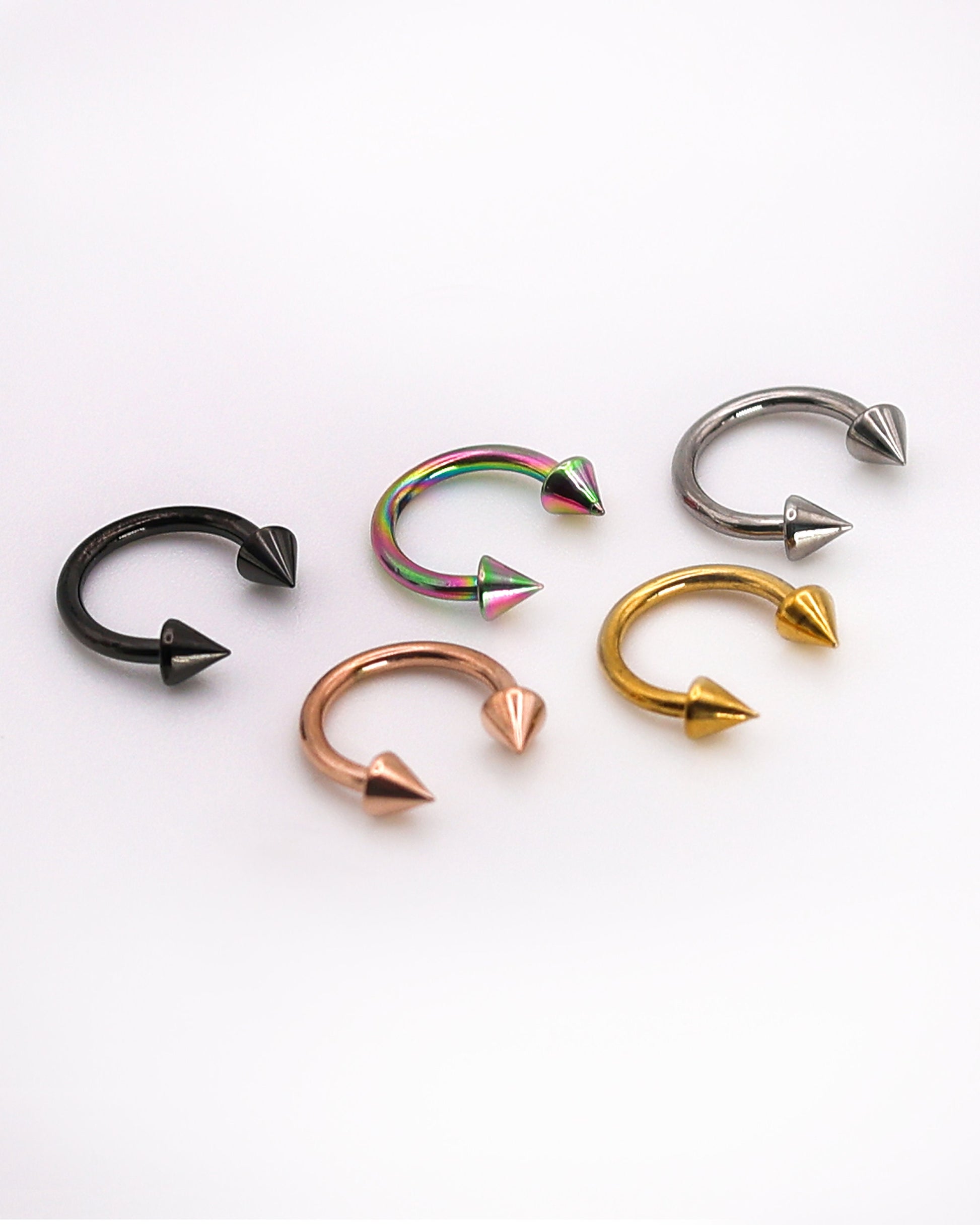 Spiked Horseshoe TITANIUM G23 Septum Ring - 8mm or 10mm Septum hoop 16 Gauge 1.2mm hinged Segment Nose Conch - Ear