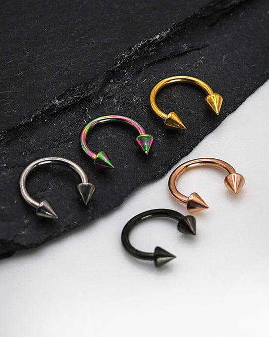 Spiked Horseshoe TITANIUM G23 Septum Ring - 8mm or 10mm Septum hoop 16 Gauge 1.2mm hinged Segment Nose Conch - Ear