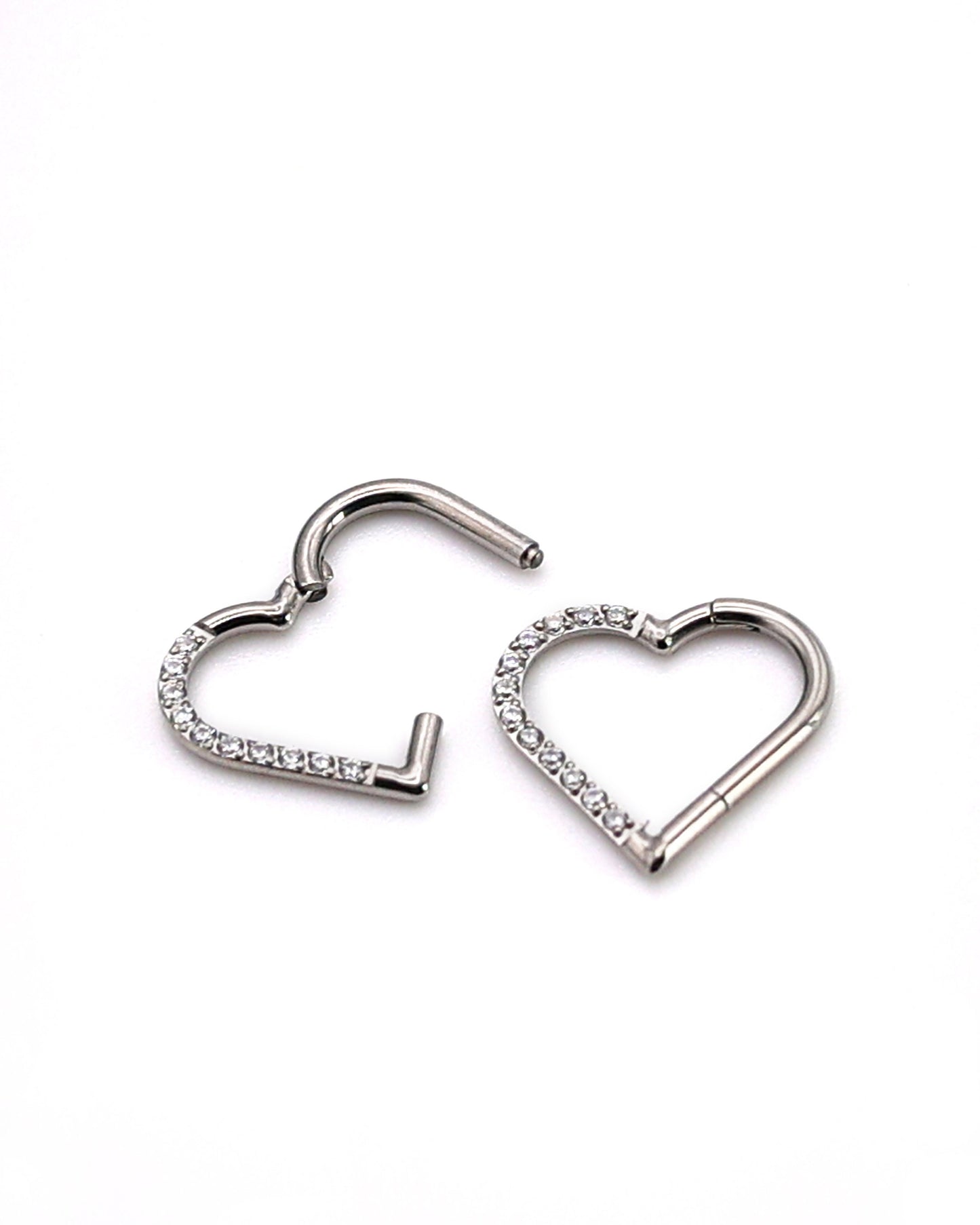 Titanium Hinged Heart shaped Daith Earring - ASTM F136 Titanium earring clicker 16 Gauge 1.2mm hinged clicker Conch Ear