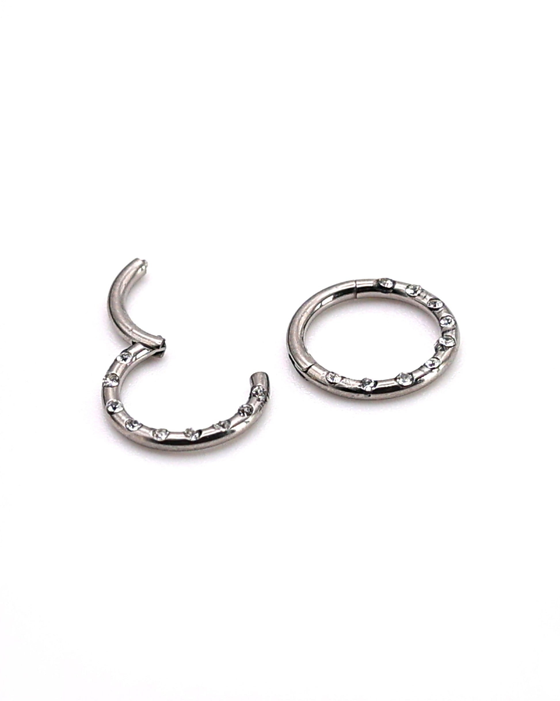 Jewelled Titanium Clicker, Daith or Septum Ring - Septum Jewelry, Daith Hoop, 16 Gauge Septum Ring, Septum Piercings