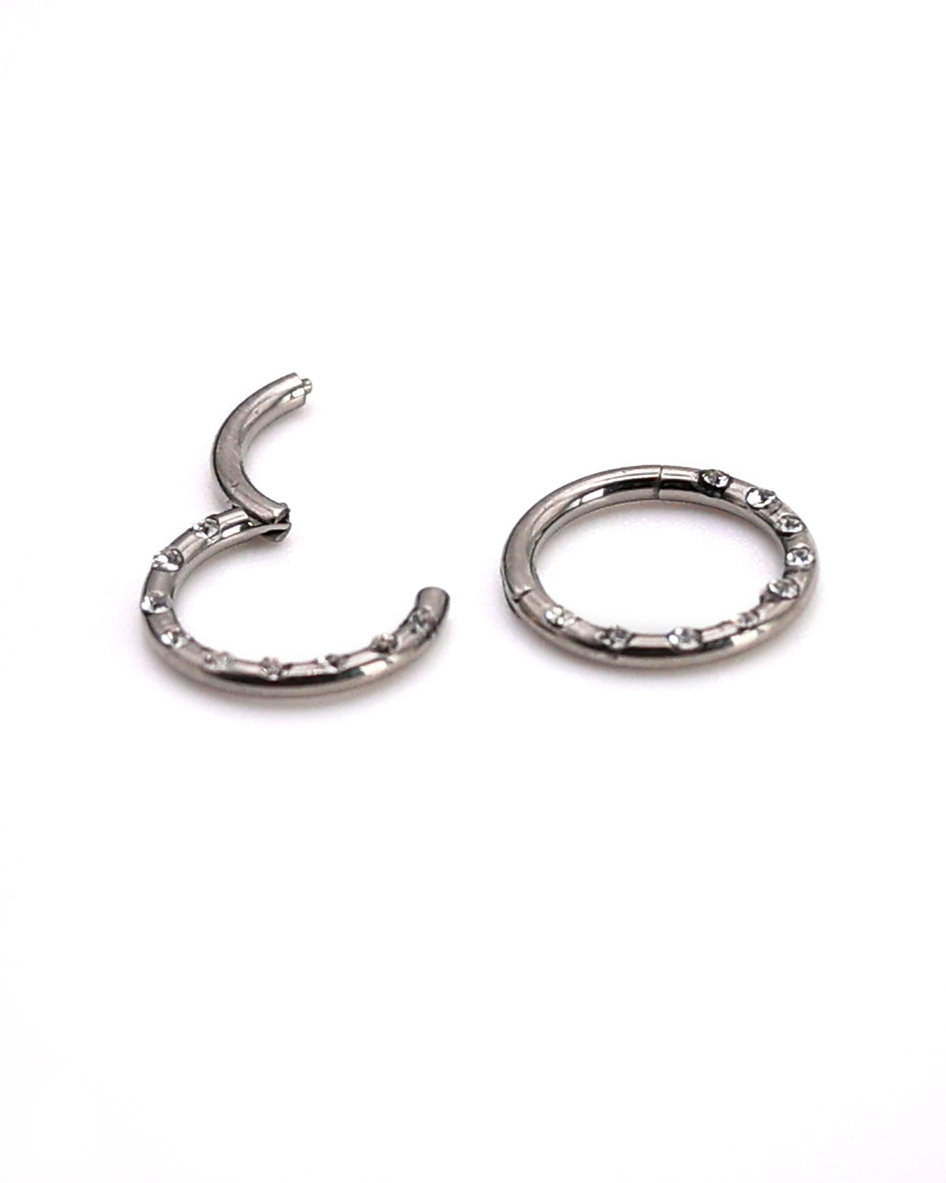 Jewelled Titanium Clicker, Daith or Septum Ring - Septum Jewelry, Daith Hoop, 16 Gauge Septum Ring, Septum Piercings