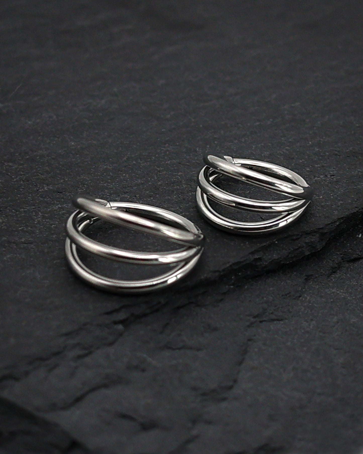 Triple Stacked Septum Ring - 3 Hoop Septum Clicker 16 Gauge 1.2mm Waterdrop Hinged Segment Clicker - Nose - Conch - Ear