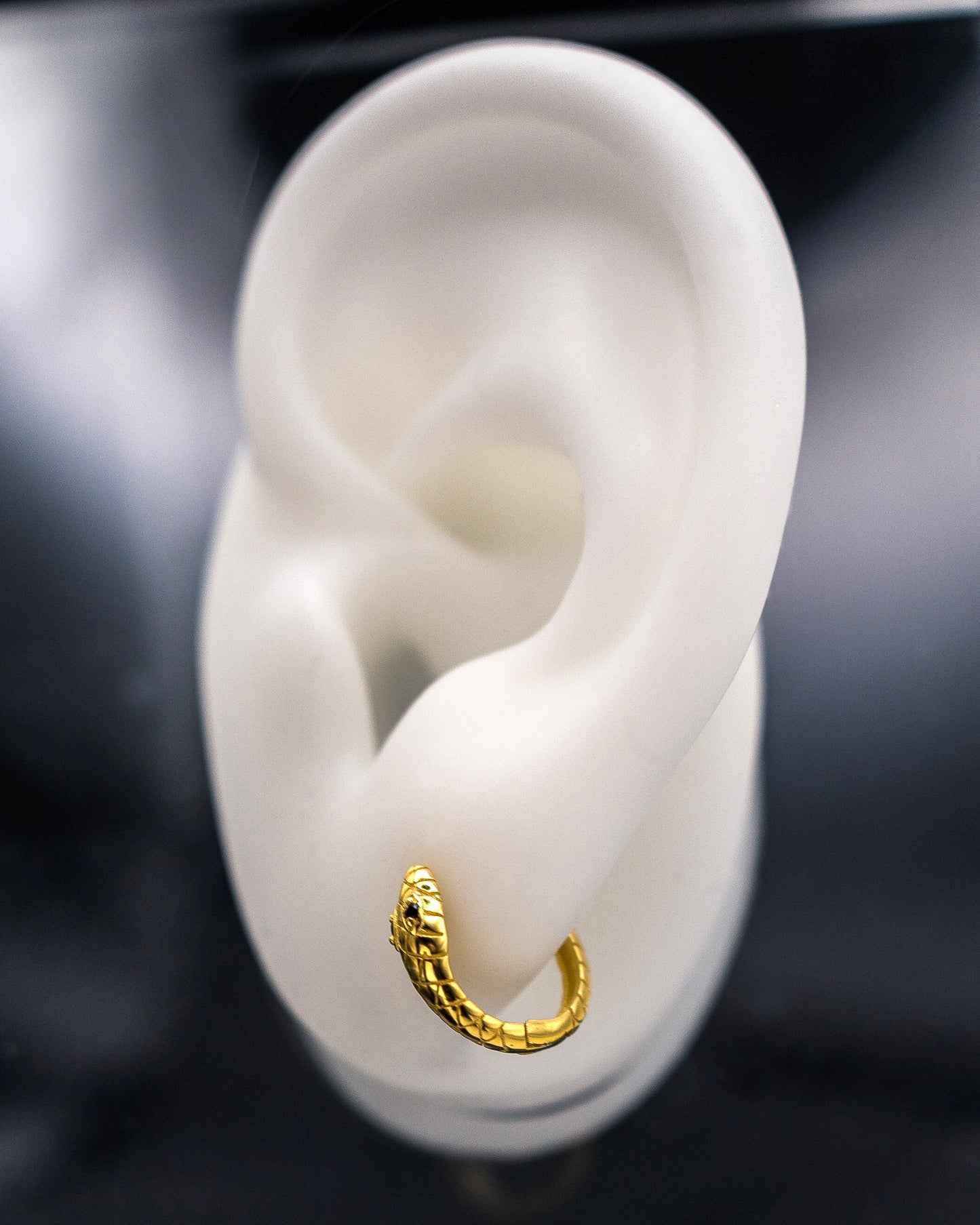 925 Sterling Silver and 14K Gold-Plated Exceptional Huggie Earrings - Exquisite Snake Design for Unmatched Style & Sophistication