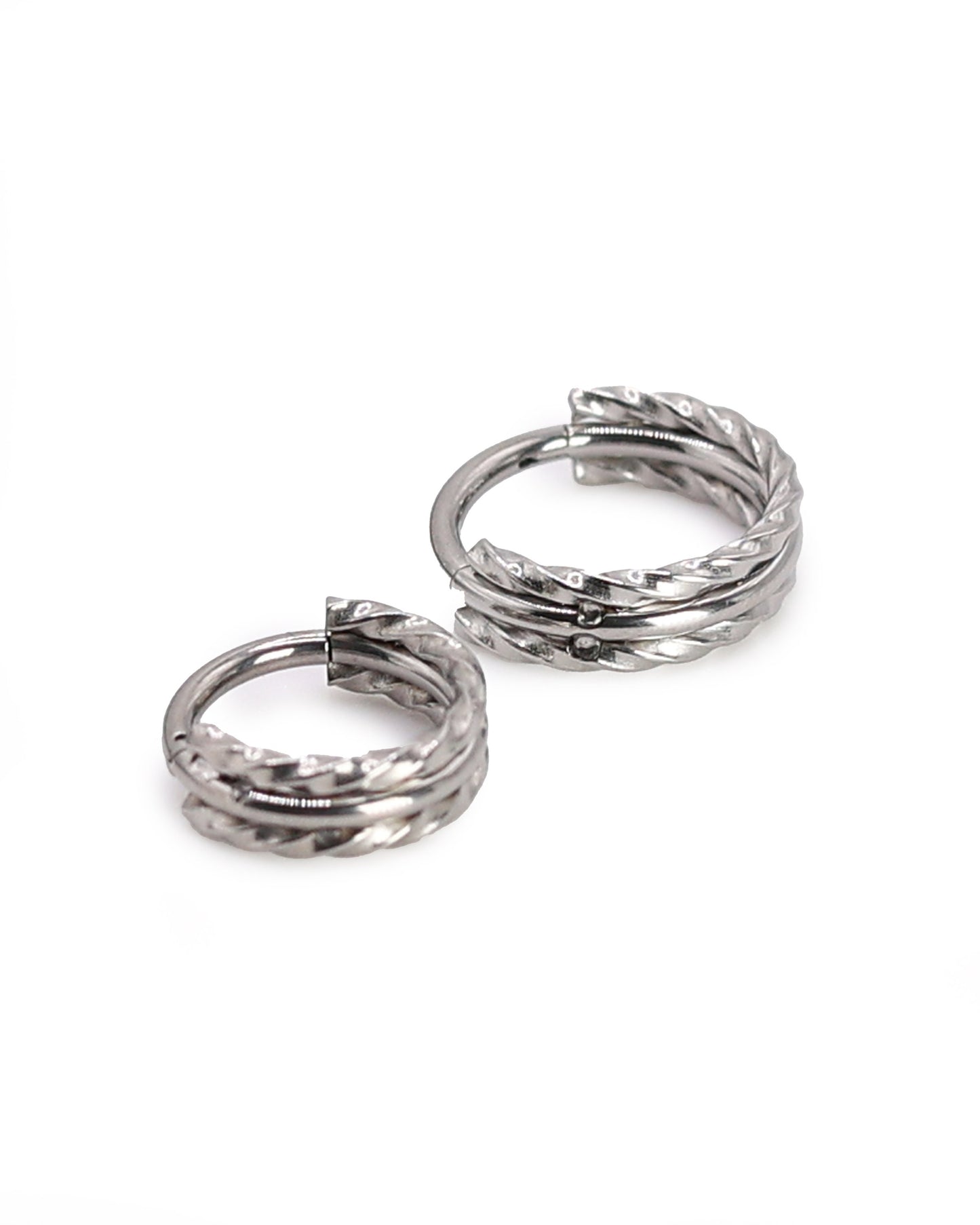 Silver Minimal Twisted Clicker Ring, Surgical Steel, 8mm or 10mm Clicker, 16 Gauge 1.2mm, Septum or Helix Hoop, Clicker, Triple Hoop