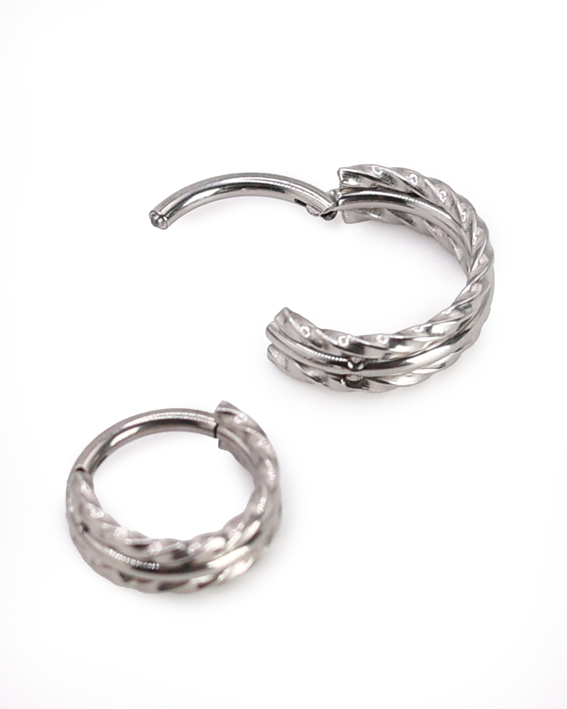 Silver Minimal Twisted Clicker Ring, Surgical Steel, 8mm or 10mm Clicker, 16 Gauge 1.2mm, Septum or Helix Hoop, Clicker, Triple Hoop