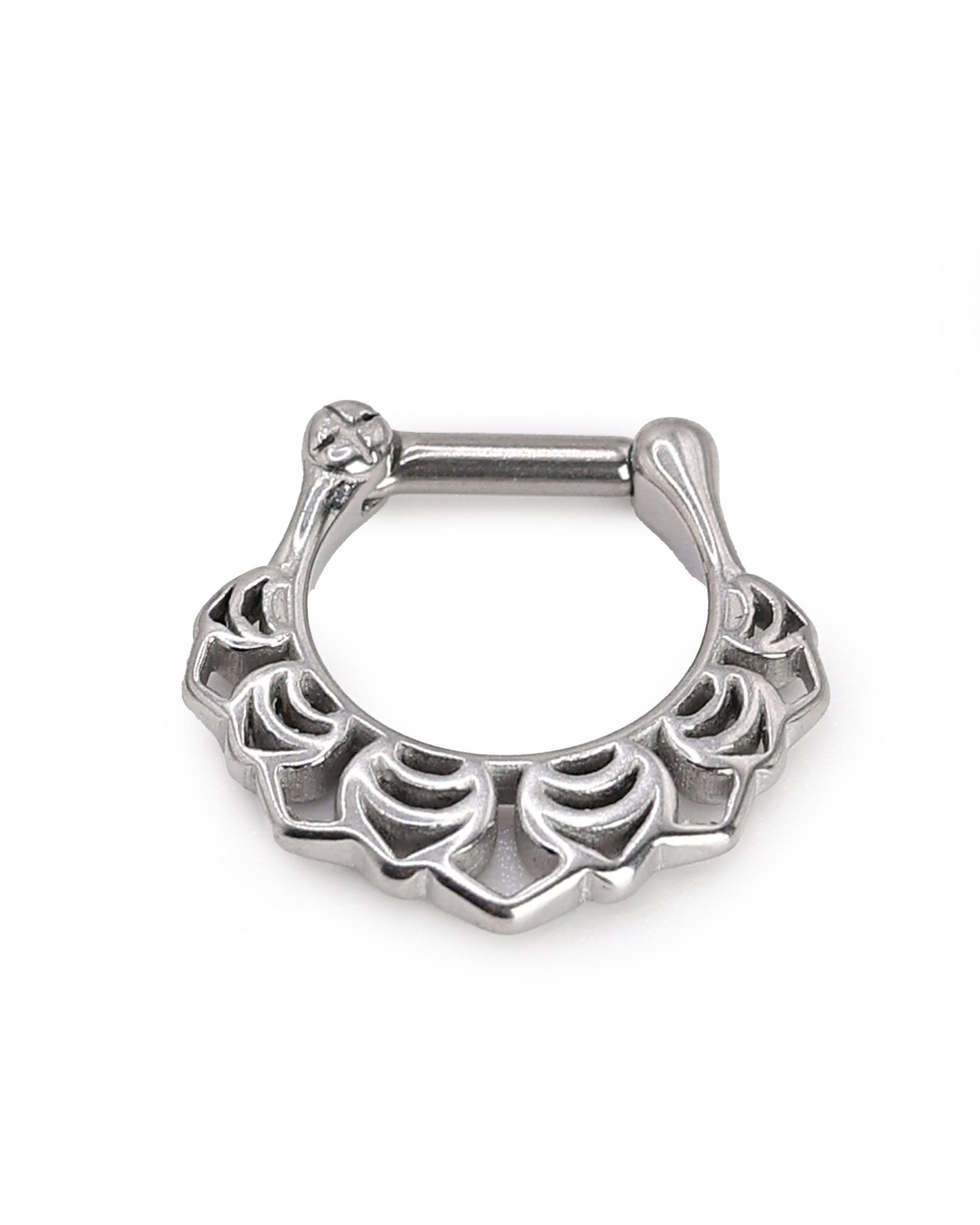 14 Gauge Silver Clicker for Septum Piercings, Unique Septum Grunge Jewelry