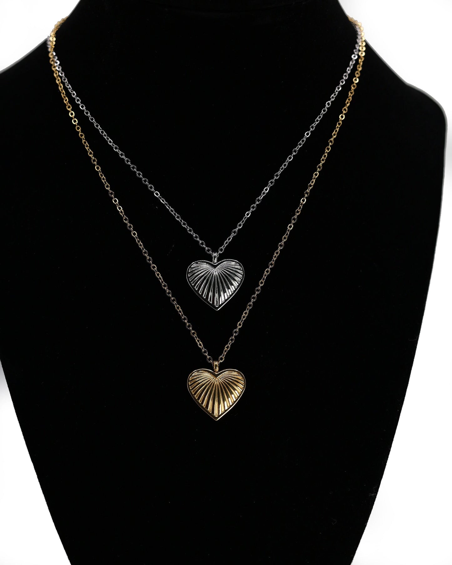 Dainty Heart Necklace, Tiny Layering Necklace, Silver Heart Pendant, Gold Plated Waterproof Jewelry