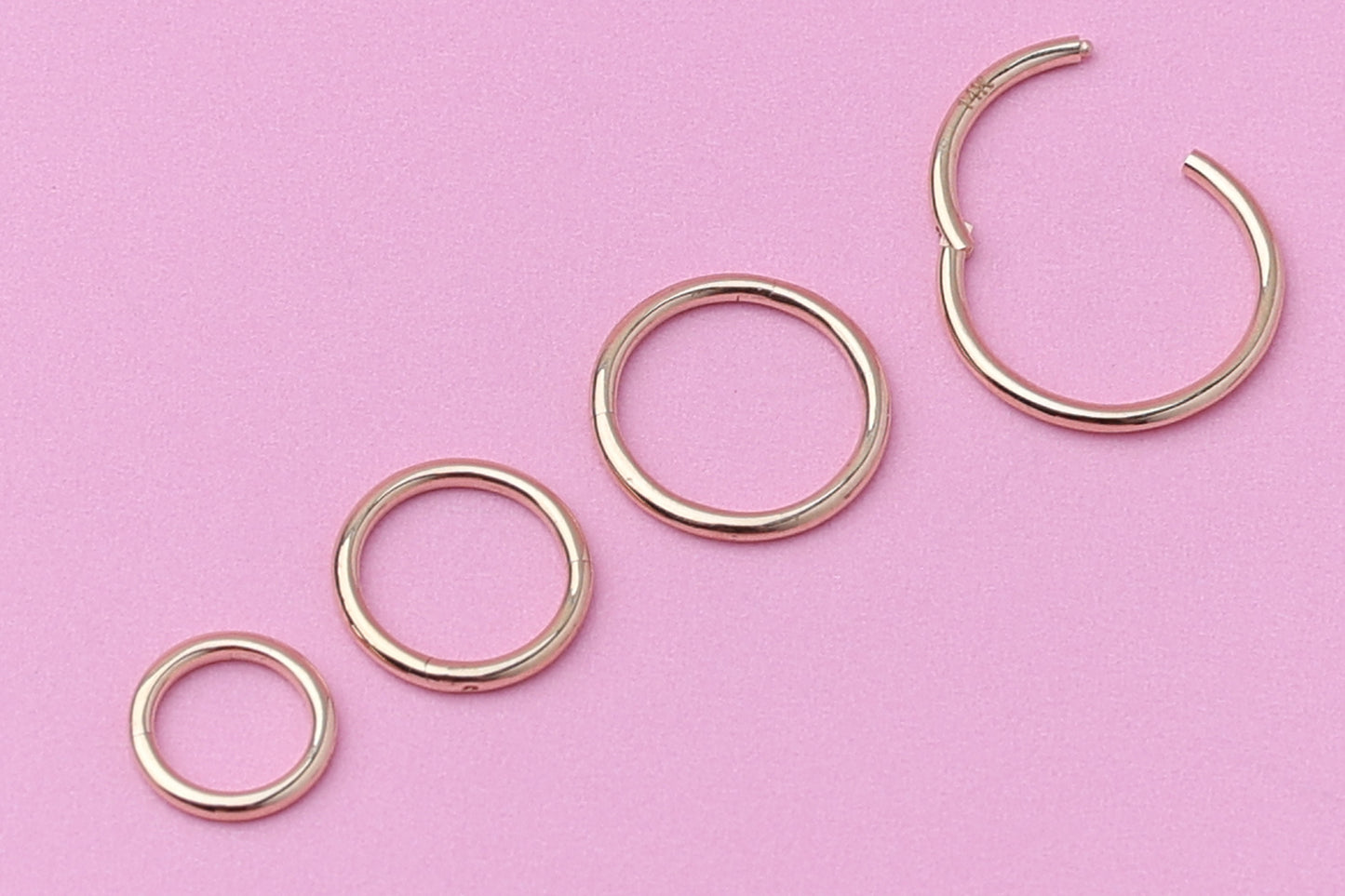 Solid 14K Gold Minimal Daith Hoop, Septum Ring, Helix Hoop, Ear Piercing, 6mm, 8mm, 10mm, 12mm, Septum Jewelry,16 Gauge 1.2mm Hinged Clicker