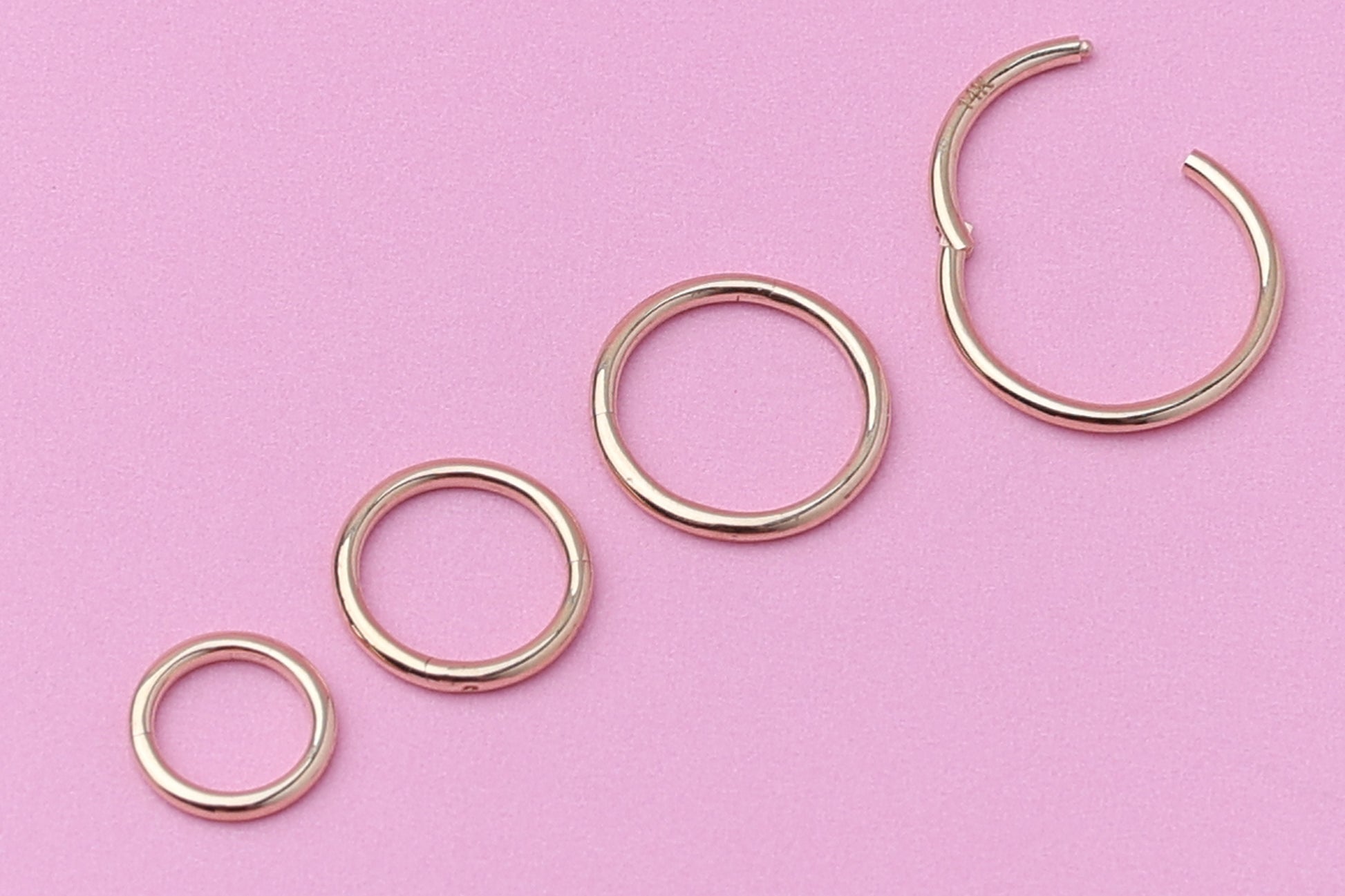 Solid 14K Gold Minimal Daith Hoop, Septum Ring, Helix Hoop, Ear Piercing, 6mm, 8mm, 10mm, 12mm, Septum Jewelry,16 Gauge 1.2mm Hinged Clicker