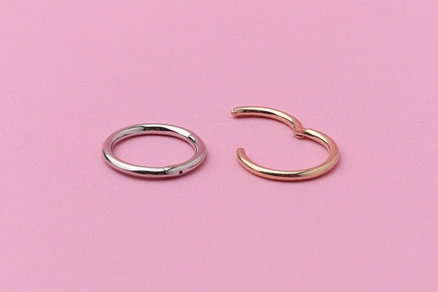 Solid 14K Gold Minimal Daith Hoop, Septum Ring, Helix Hoop, Ear Piercing, 6mm, 8mm, Septum Jewelry, 18 Gauge 1.0mm Hinged Segment Clicker