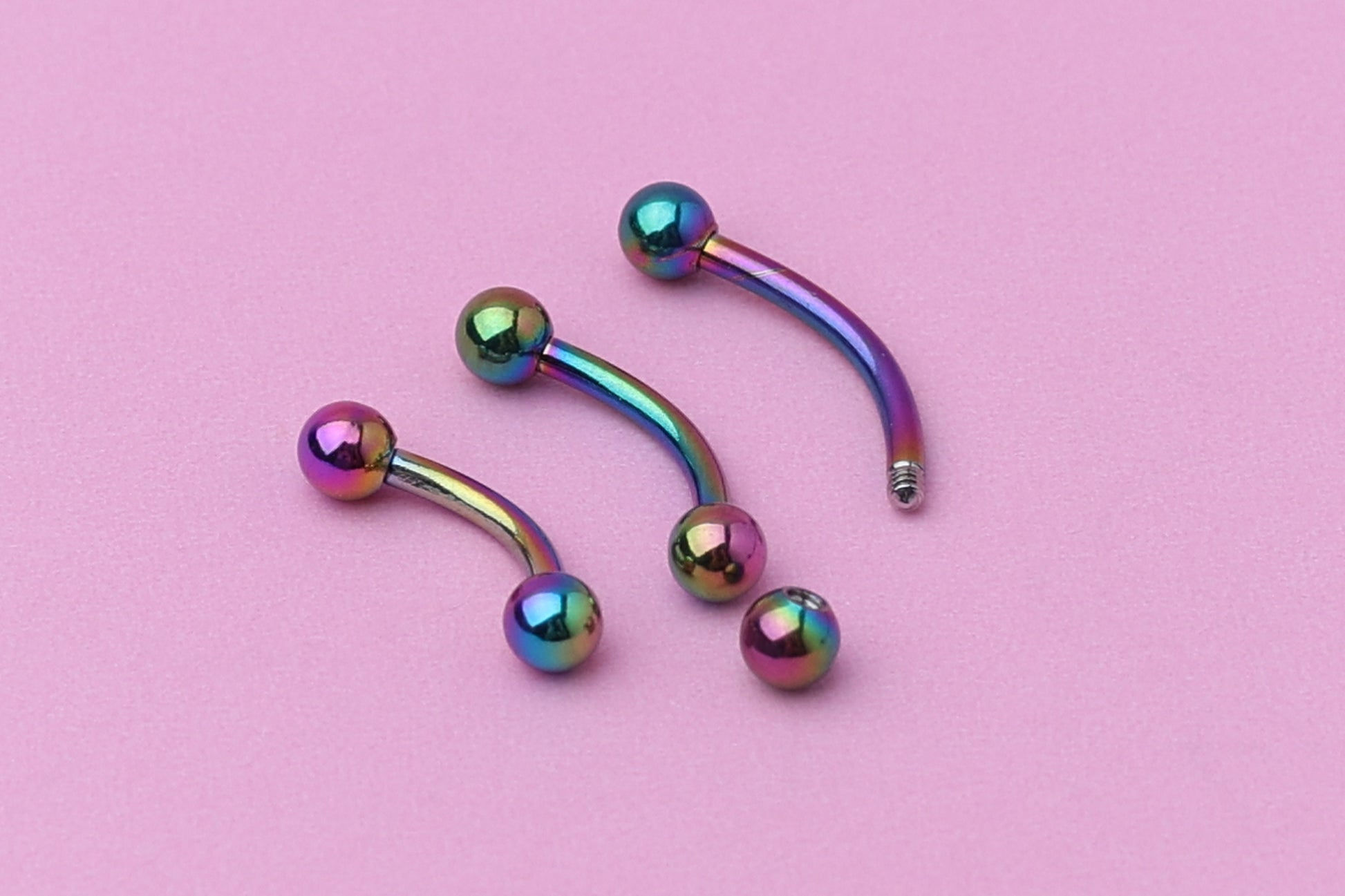 Curved Barbell, Rainbow Eyebrow Piercing, Nipple Piercing, Rook Piercing Lip Piercing, Labret Jewelry, Daith Bar, Helix Piercing