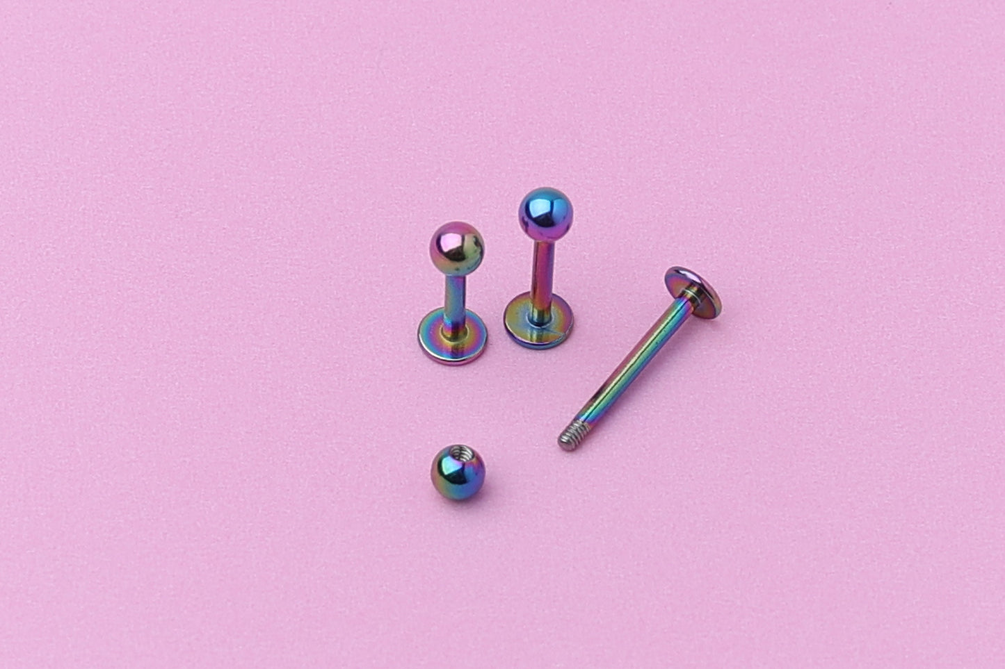 Labret Stud, Rainbow Labret Jewelry, Flat Back Earring, Conch Stud, Conch Hoop, Lip Piercing, Daith Bar, Helix Piercing, Tragus Piercing