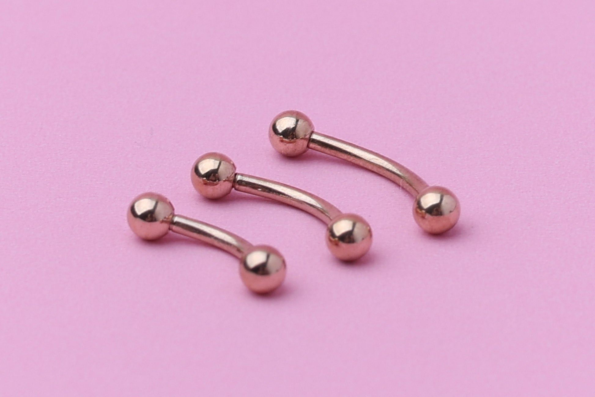 Curved Barbell, Rose Gold Eyebrow Piercing, Nipple Piercing, Rook Piercing Lip Piercing, Labret Jewelry, Daith Bar, Helix Piercing