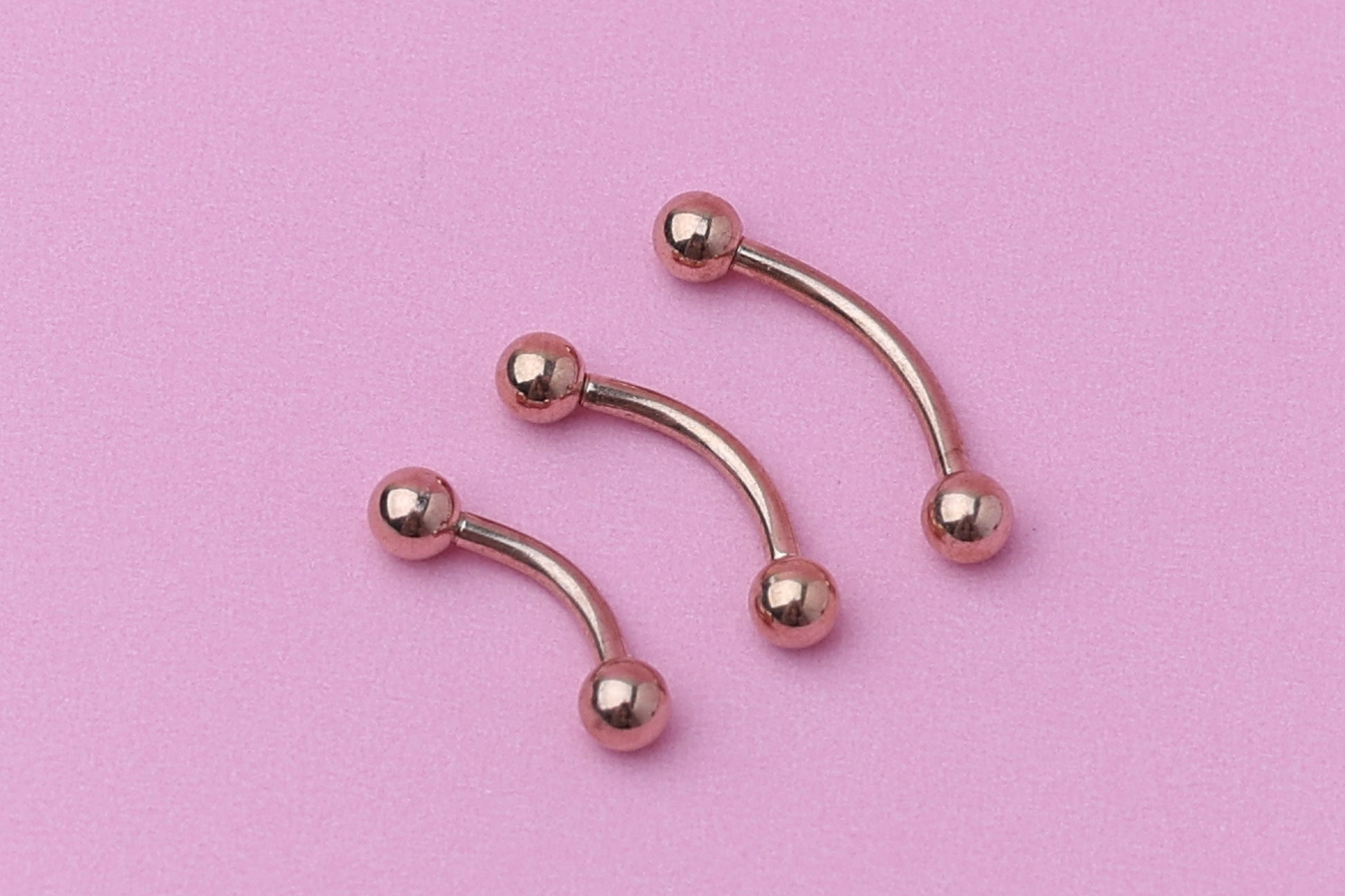 Curved Barbell, Rose Gold Eyebrow Piercing, Nipple Piercing, Rook Piercing Lip Piercing, Labret Jewelry, Daith Bar, Helix Piercing