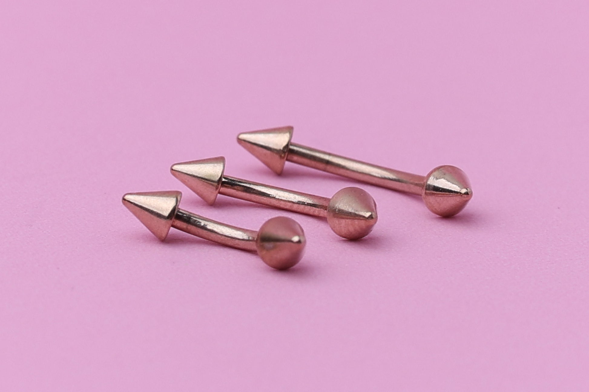 Spiked Curved Barbell, Rose Gold Eyebrow Piercing, Nipple Piercing, Lip Piercing, Daith Bar, Helix Piercing, Rook Piercing, Labret Jewelry