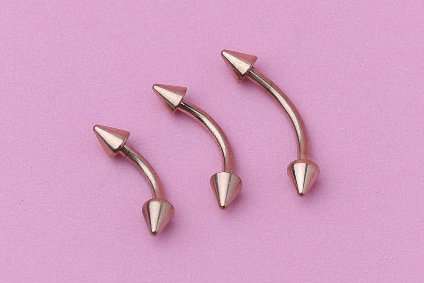 Spiked Curved Barbell, Rose Gold Eyebrow Piercing, Nipple Piercing, Lip Piercing, Daith Bar, Helix Piercing, Rook Piercing, Labret Jewelry