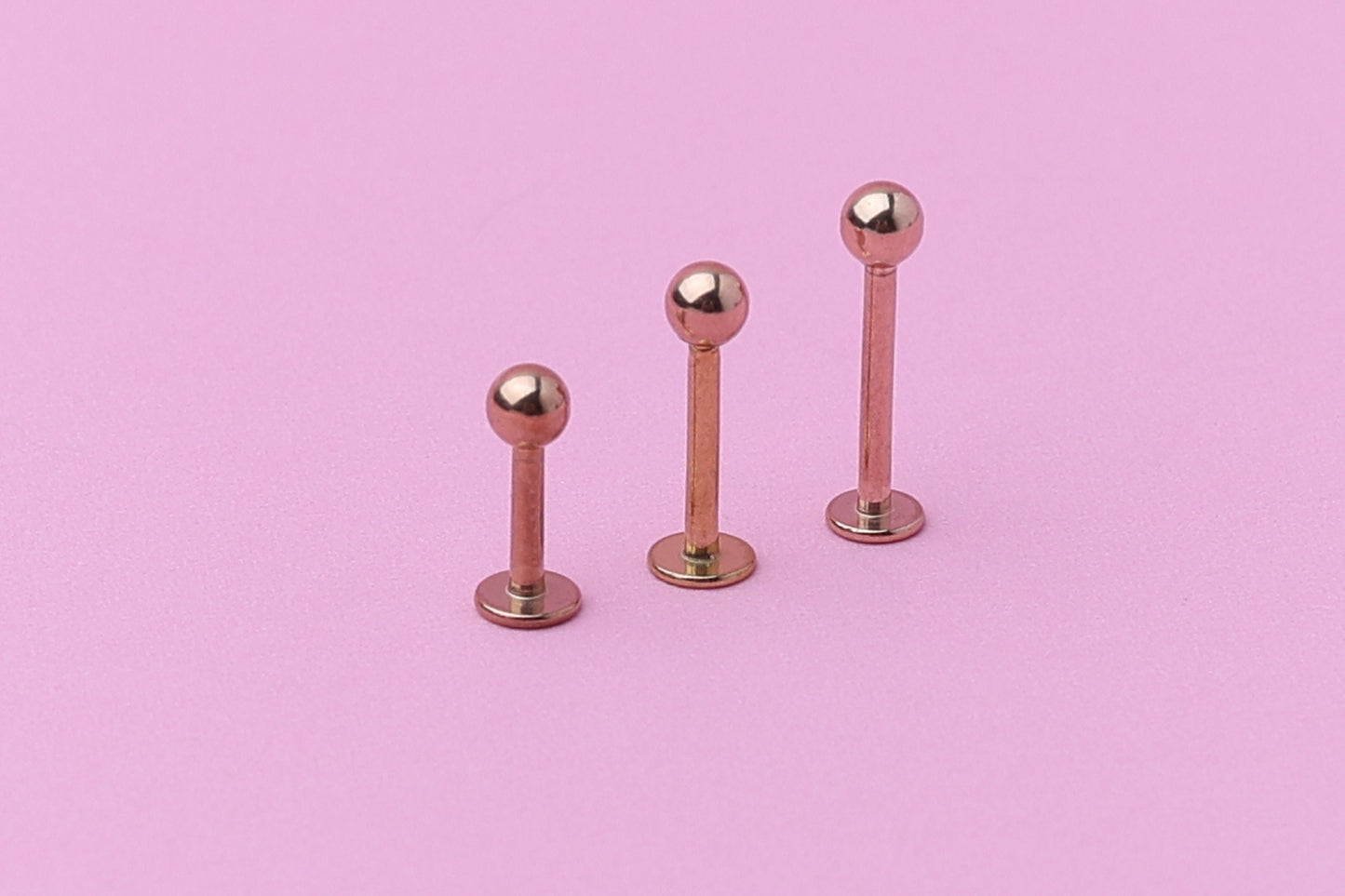 Labret Stud, Rose Gold Labret Jewelry, Flat Back Earring, Conch Stud, Conch Hoop, Lip Piercing, Daith Bar, Helix Piercing, Tragus Piercing