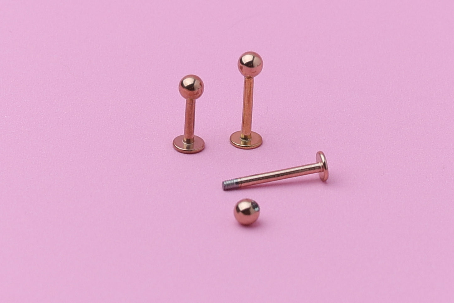 Labret Stud, Rose Gold Labret Jewelry, Flat Back Earring, Conch Stud, Conch Hoop, Lip Piercing, Daith Bar, Helix Piercing, Tragus Piercing