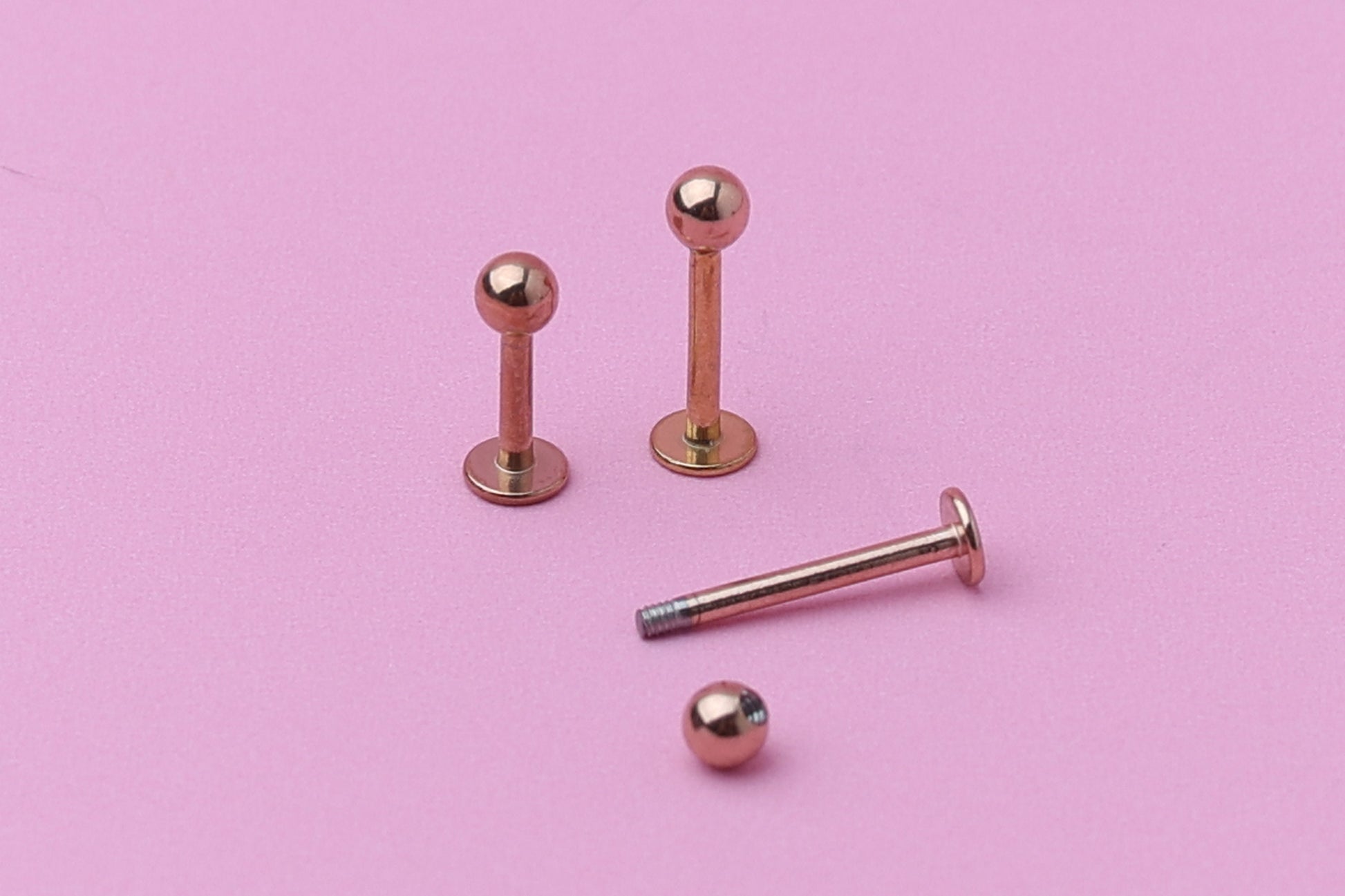 Labret Stud, Rose Gold Labret Jewelry, Flat Back Earring, Conch Stud, Conch Hoop, Lip Piercing, Daith Bar, Helix Piercing, Tragus Piercing