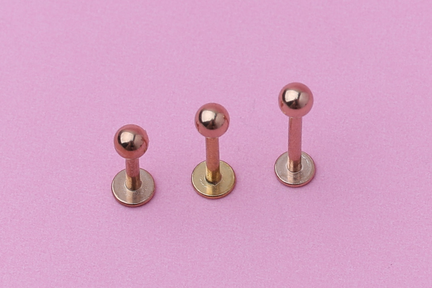 Labret Stud, Rose Gold Labret Jewelry, Flat Back Earring, Conch Stud, Conch Hoop, Lip Piercing, Daith Bar, Helix Piercing, Tragus Piercing