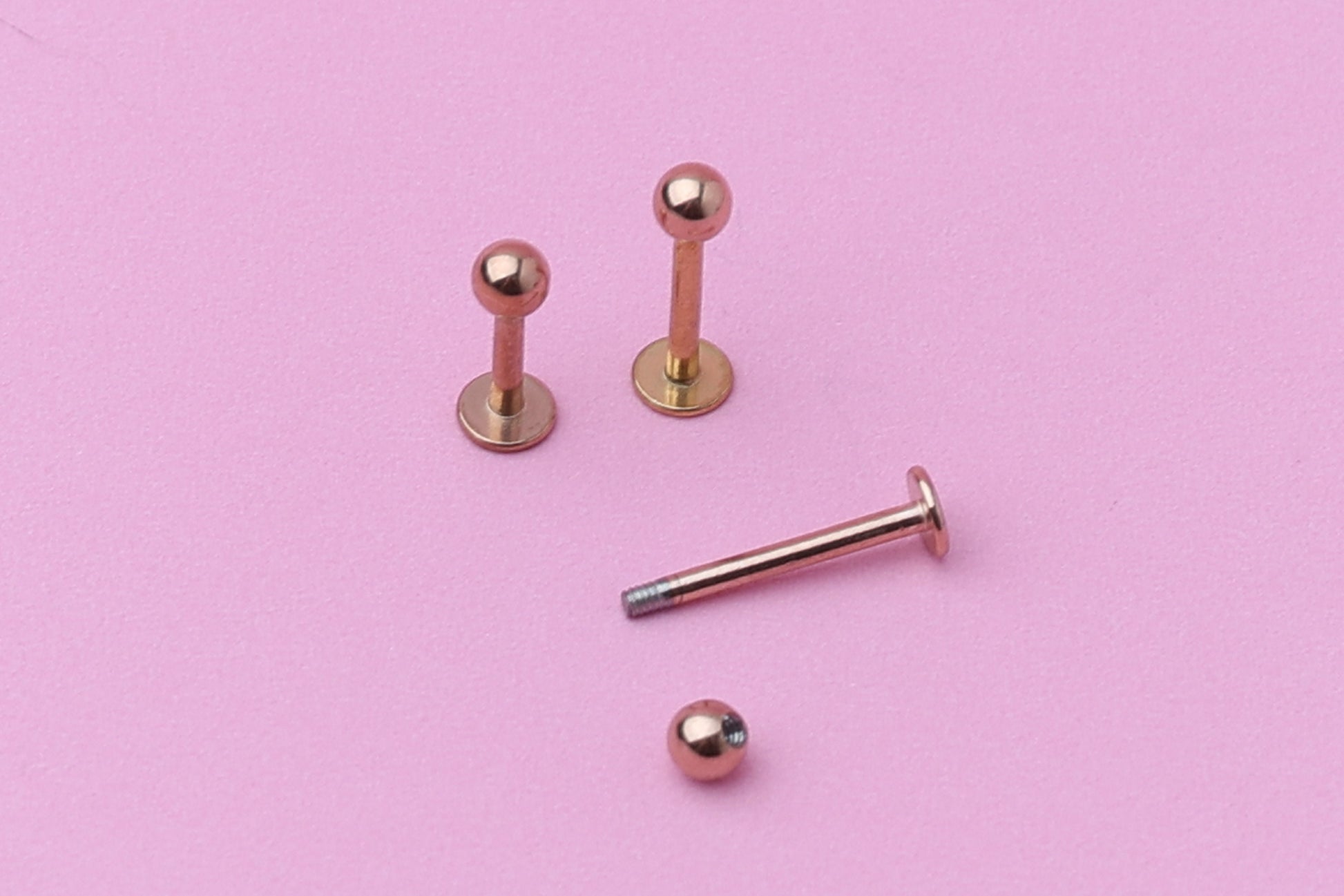 Labret Stud, Rose Gold Labret Jewelry, Flat Back Earring, Conch Stud, Conch Hoop, Lip Piercing, Daith Bar, Helix Piercing, Tragus Piercing